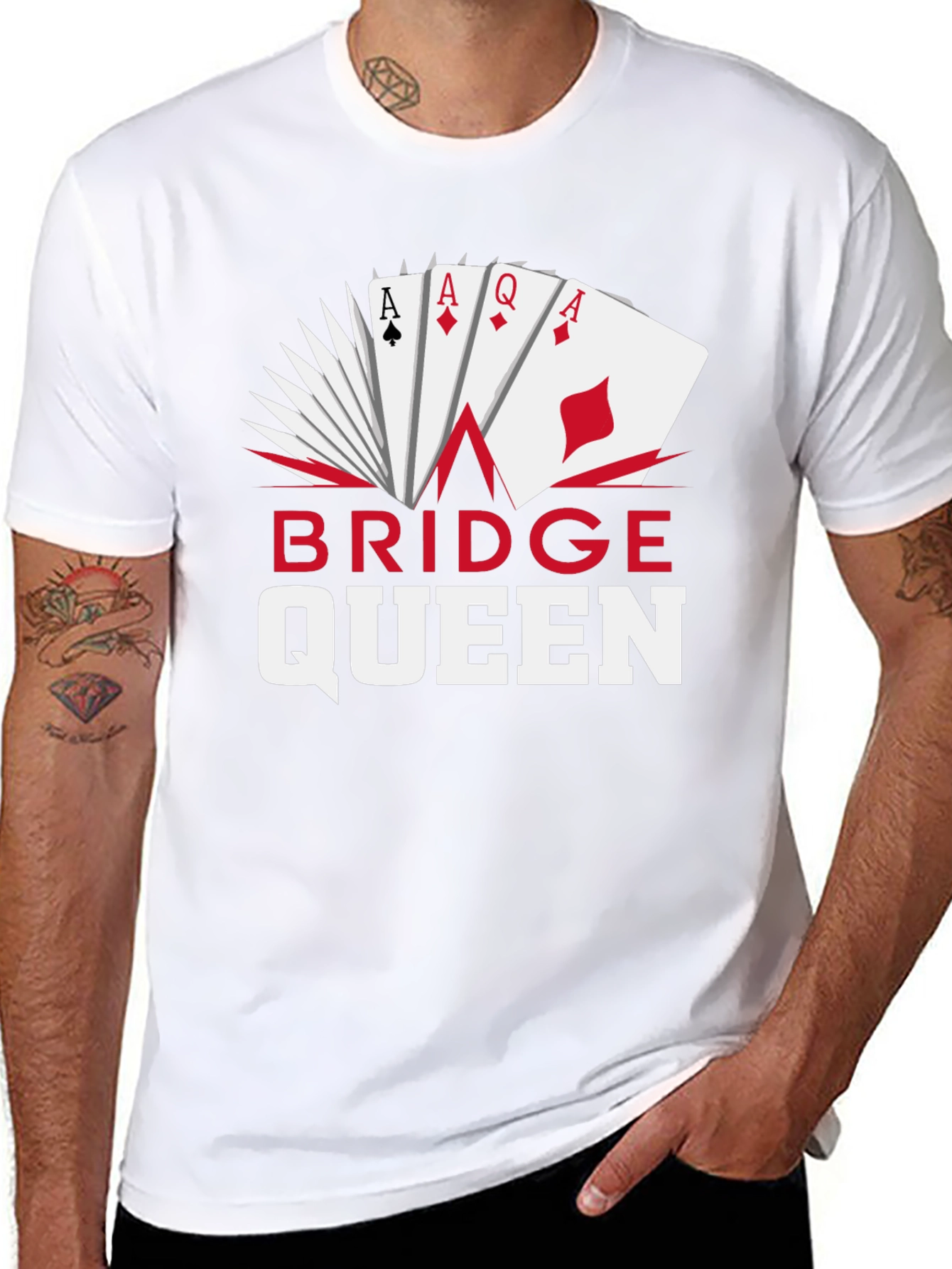 Bridge Queen T-Shirt - Poker Card Design