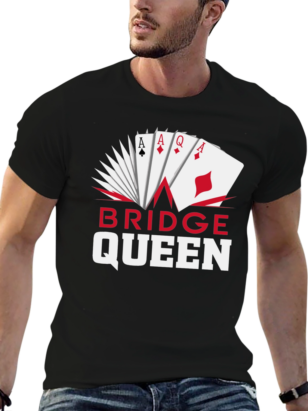Bridge Queen T-Shirt - Poker Card Design