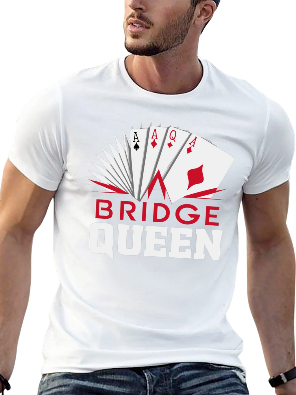 Bridge Queen T-Shirt - Poker Card Design