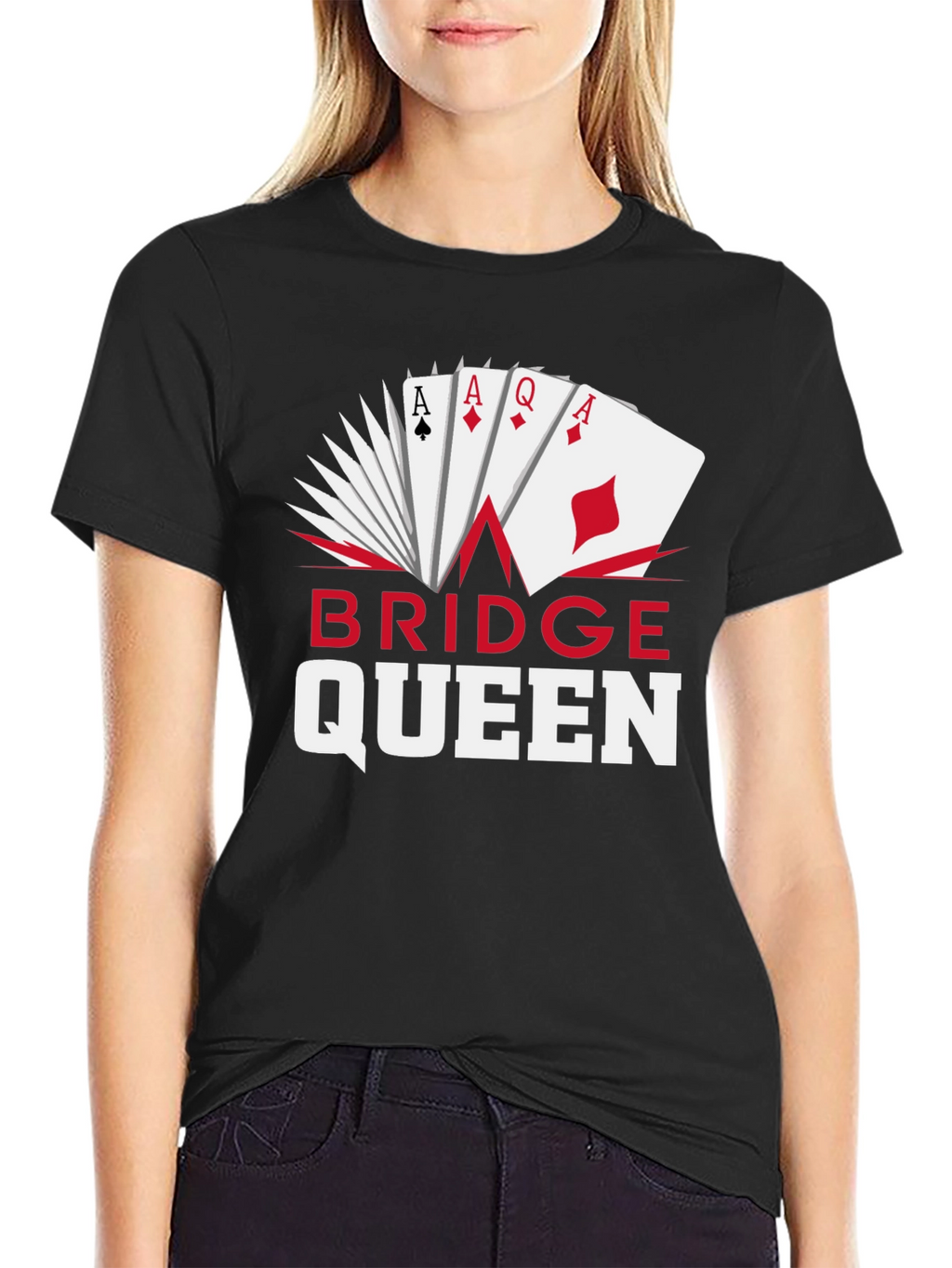 Bridge Queen T-Shirt - Poker Card Design