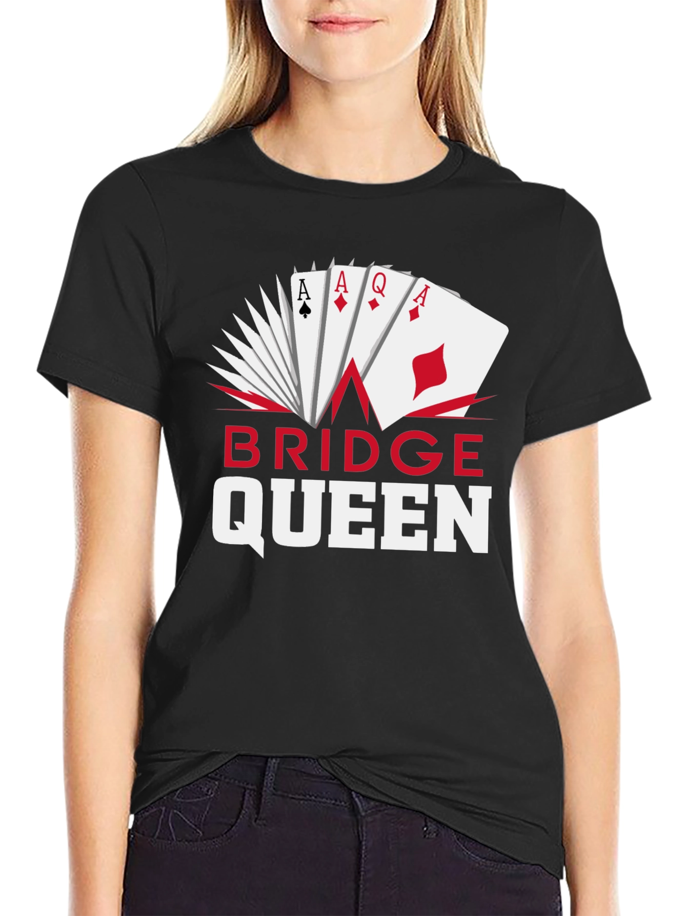 Bridge Queen T-Shirt - Poker Card Design