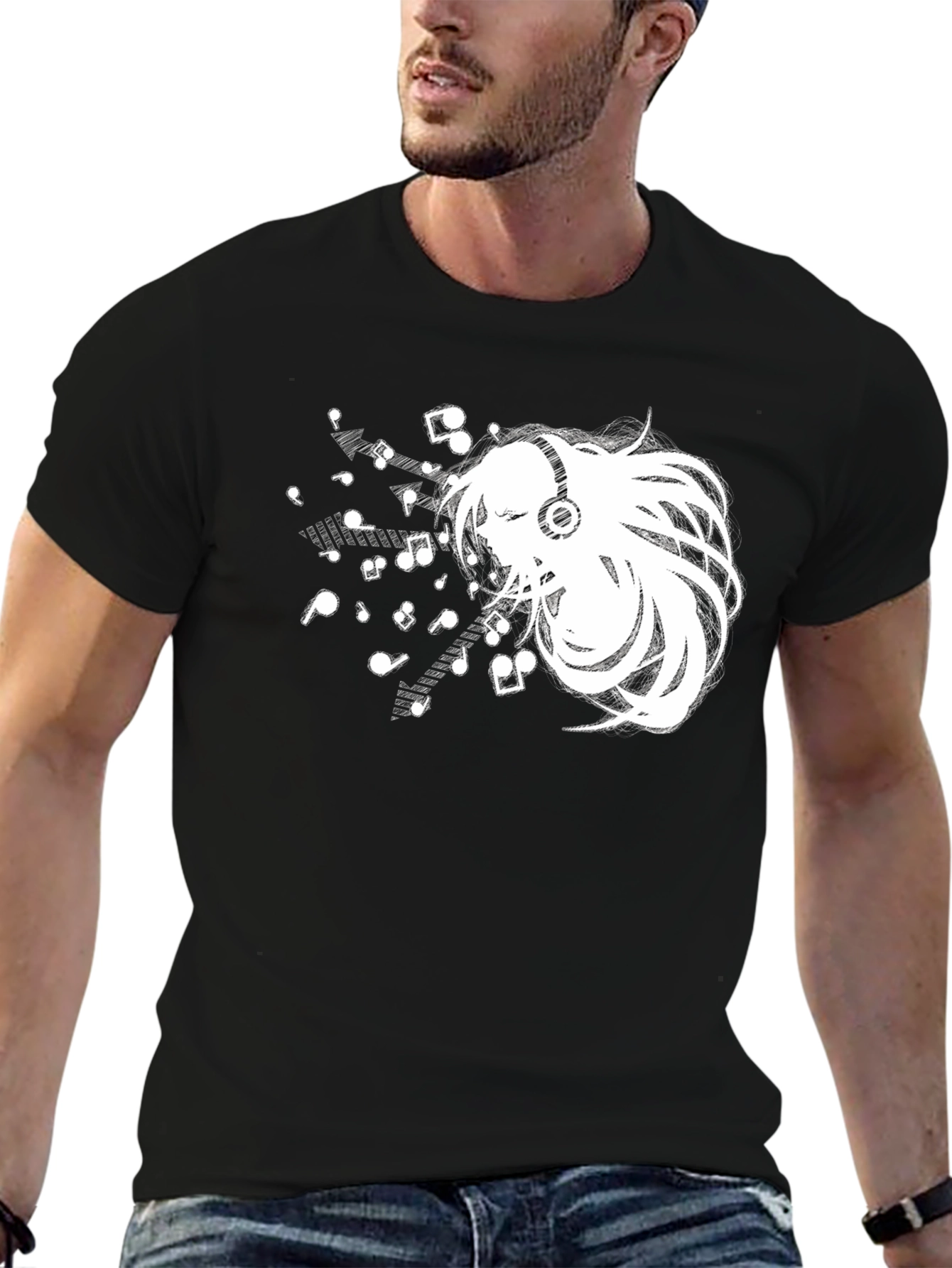 Anime Music Lover Black T-Shirt