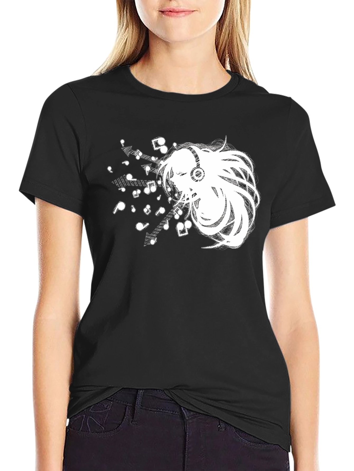 Anime Music Lover Black T-Shirt