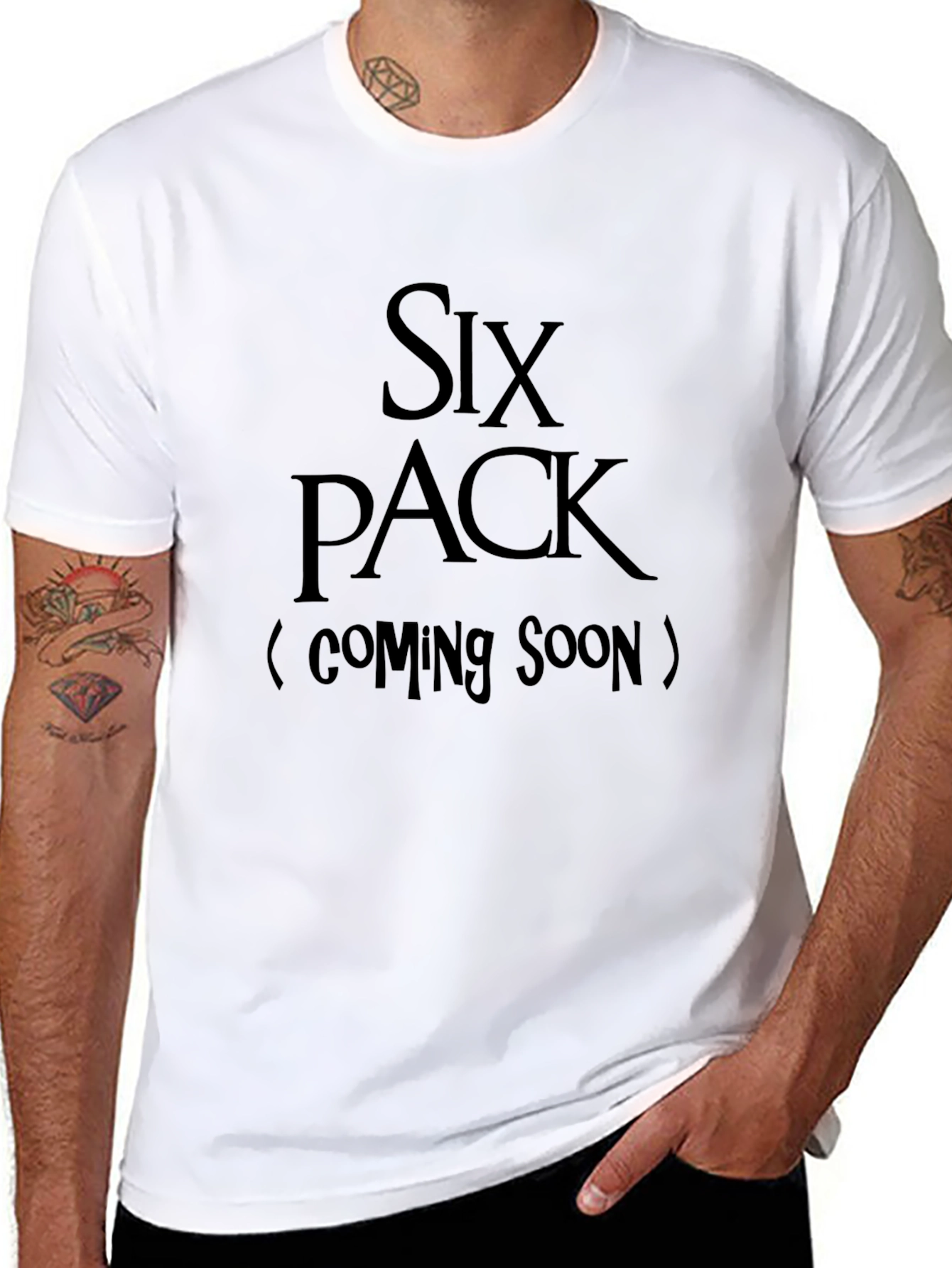 Six Pack Coming Soon Graphic Tee - Funny Mens T-Shirt