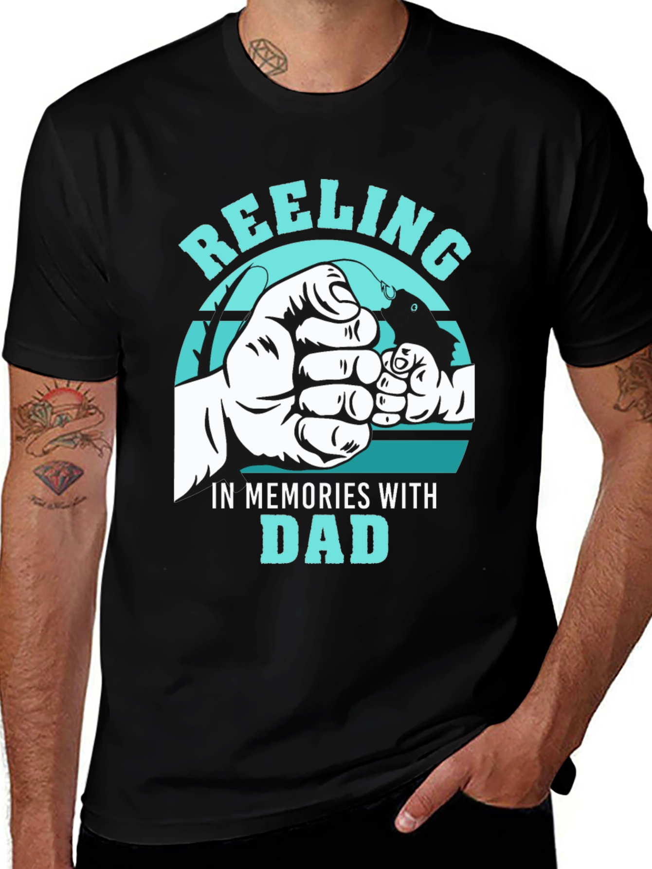 Reeling In Memories With Dad Black T-Shirt