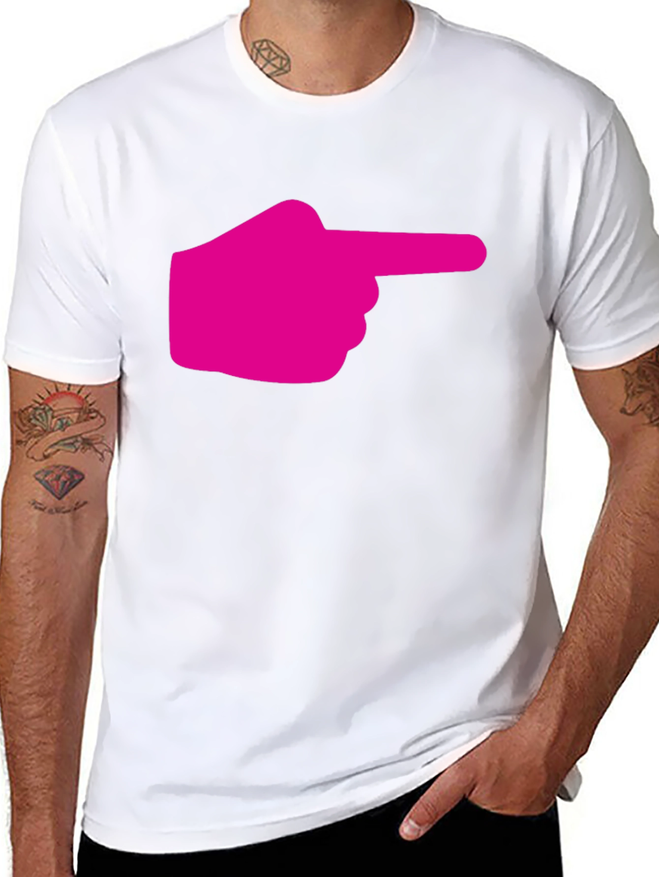 Pointing Finger Graphic Tee - Black Cotton T-Shirt