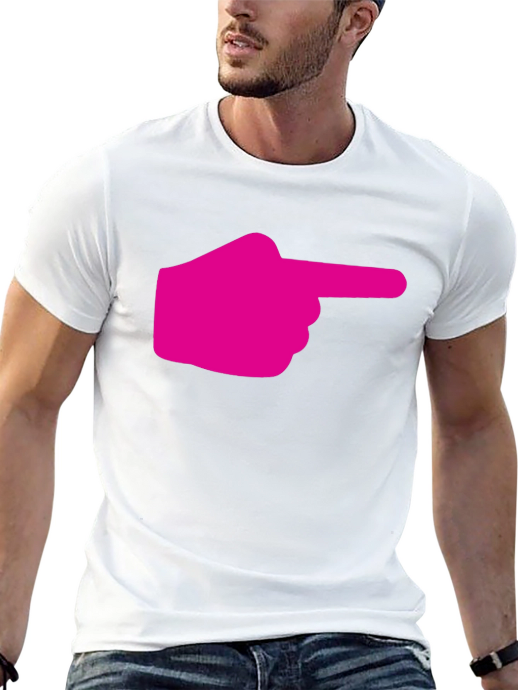 Pointing Finger Graphic Tee - Black Cotton T-Shirt