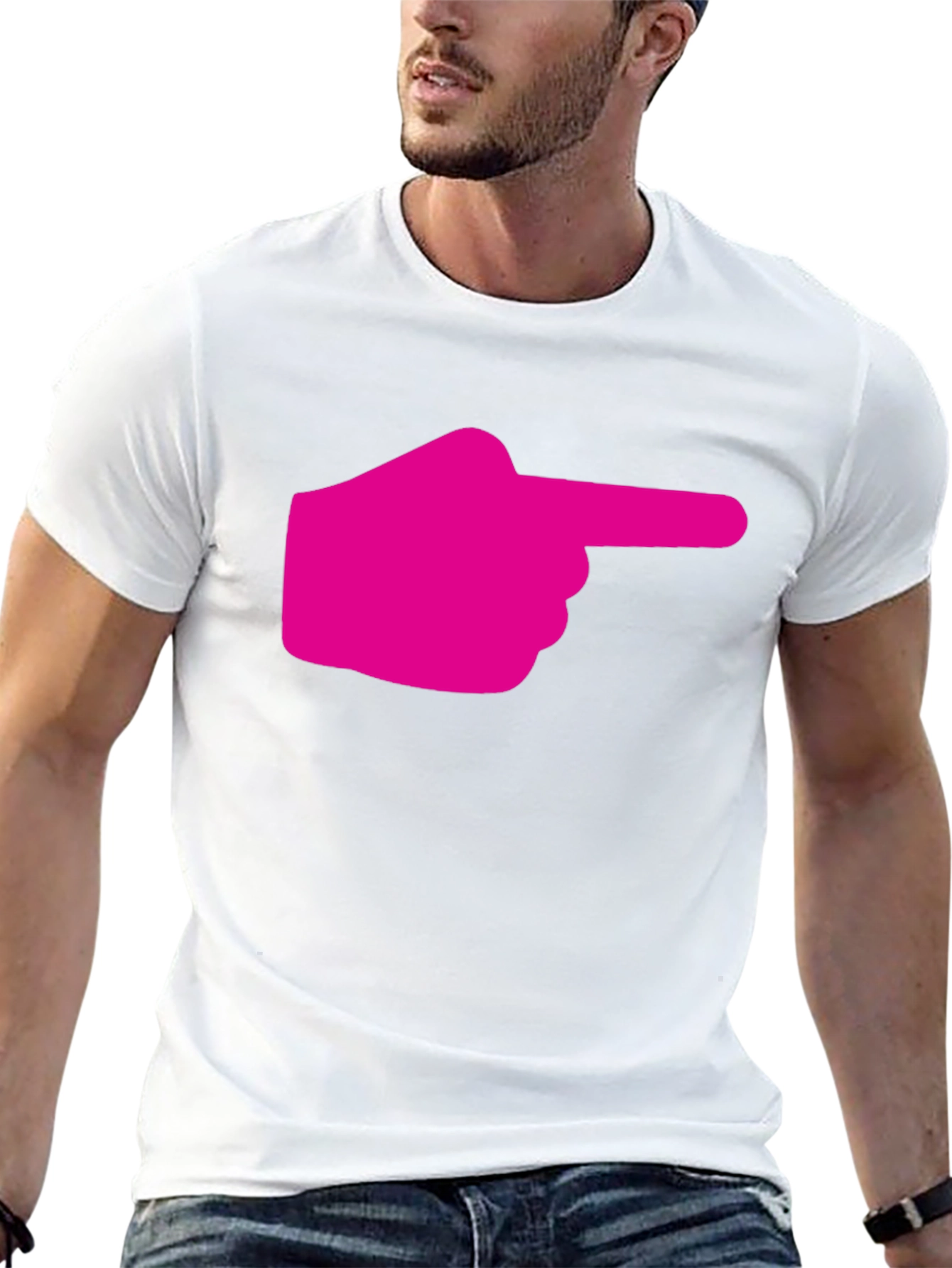 Pointing Finger Graphic Tee - Black Cotton T-Shirt