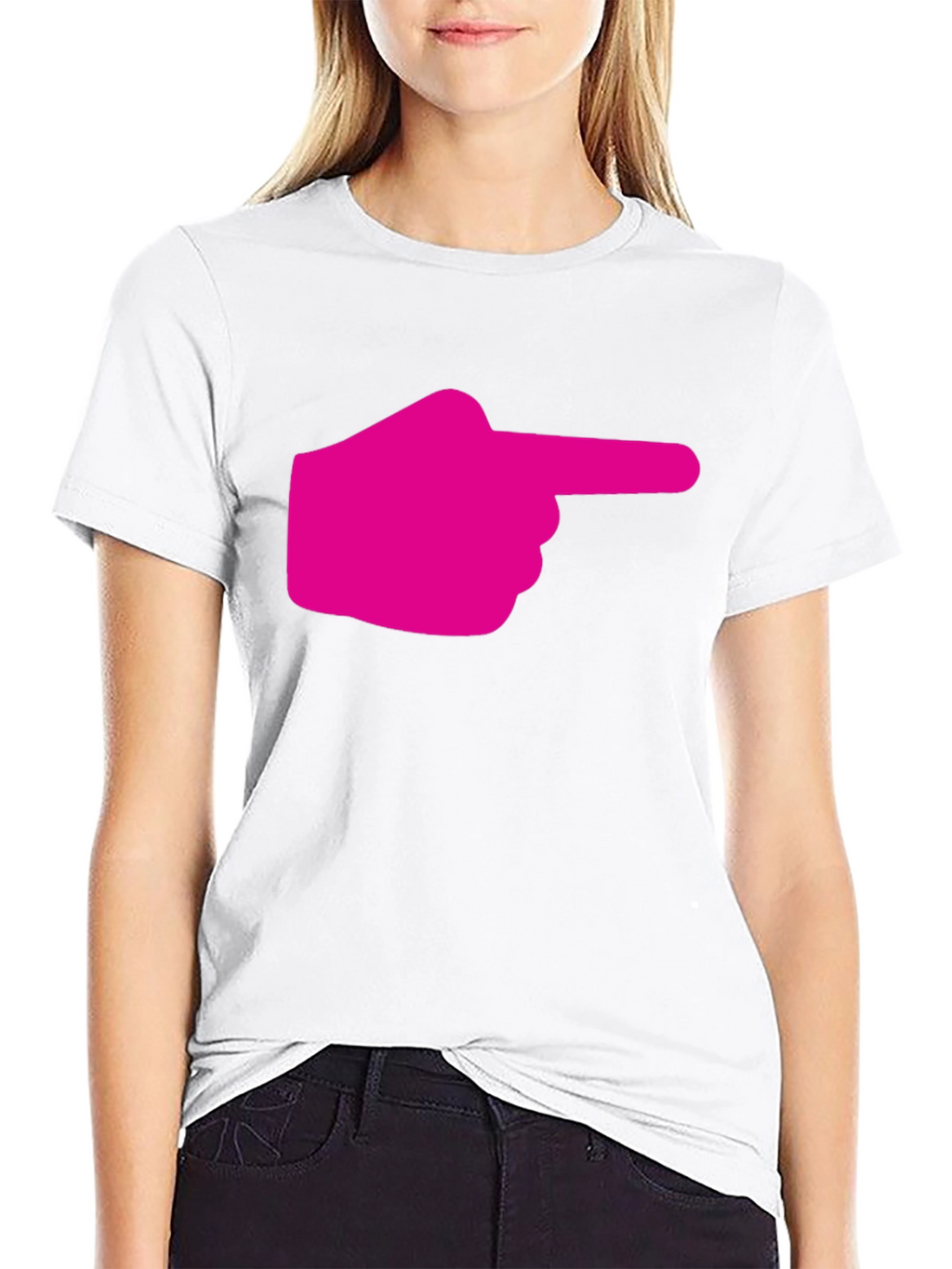 Pointing Finger Graphic Tee - Black Cotton T-Shirt