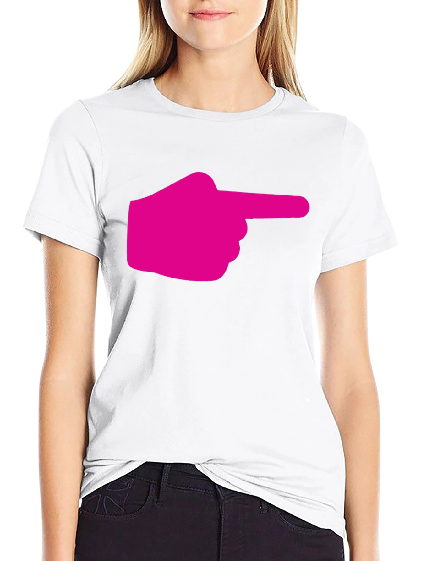 Pointing Finger Graphic Tee - Black Cotton T-Shirt