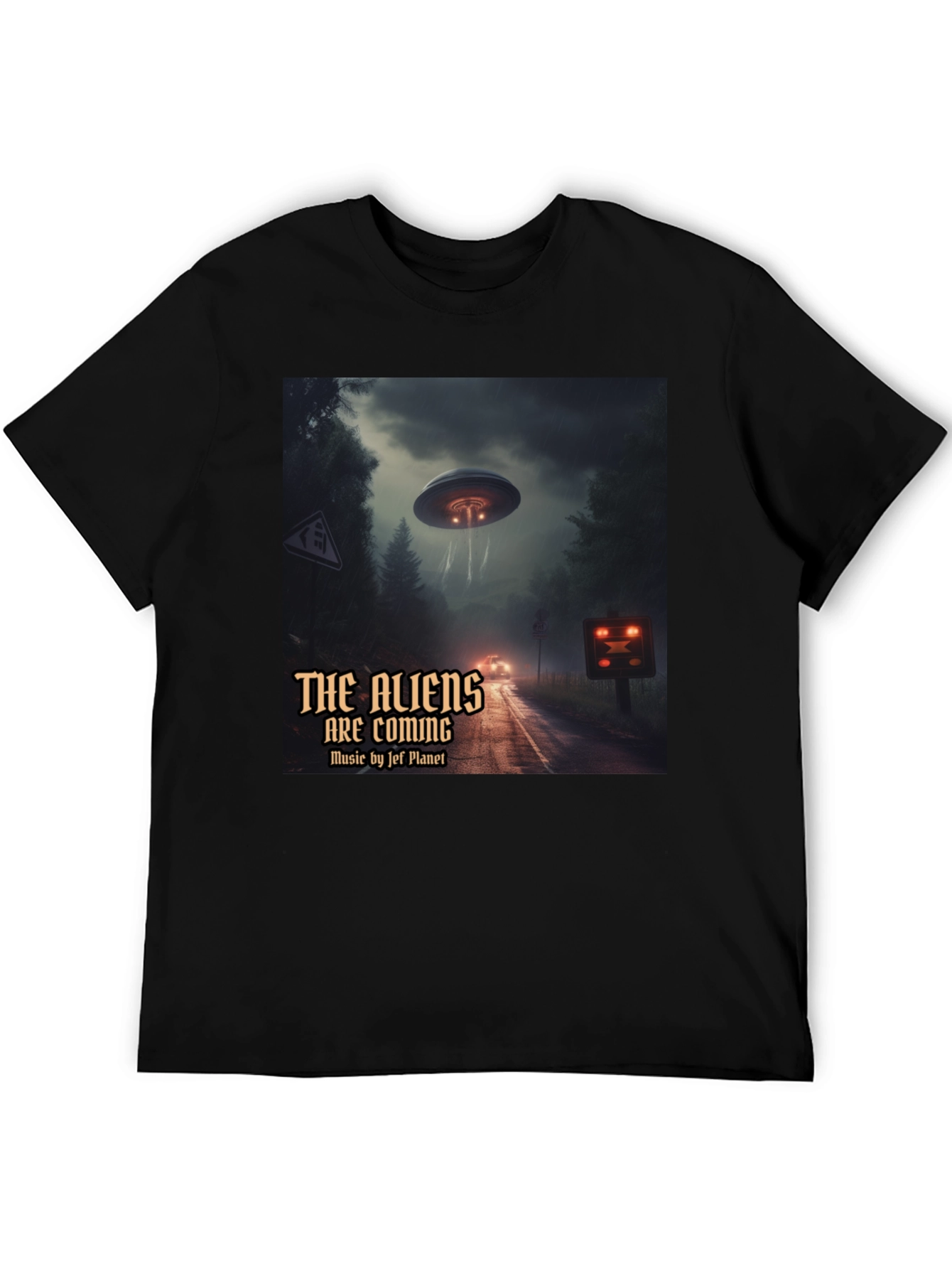 The Aliens Are Coming Black Graphic T-Shirt