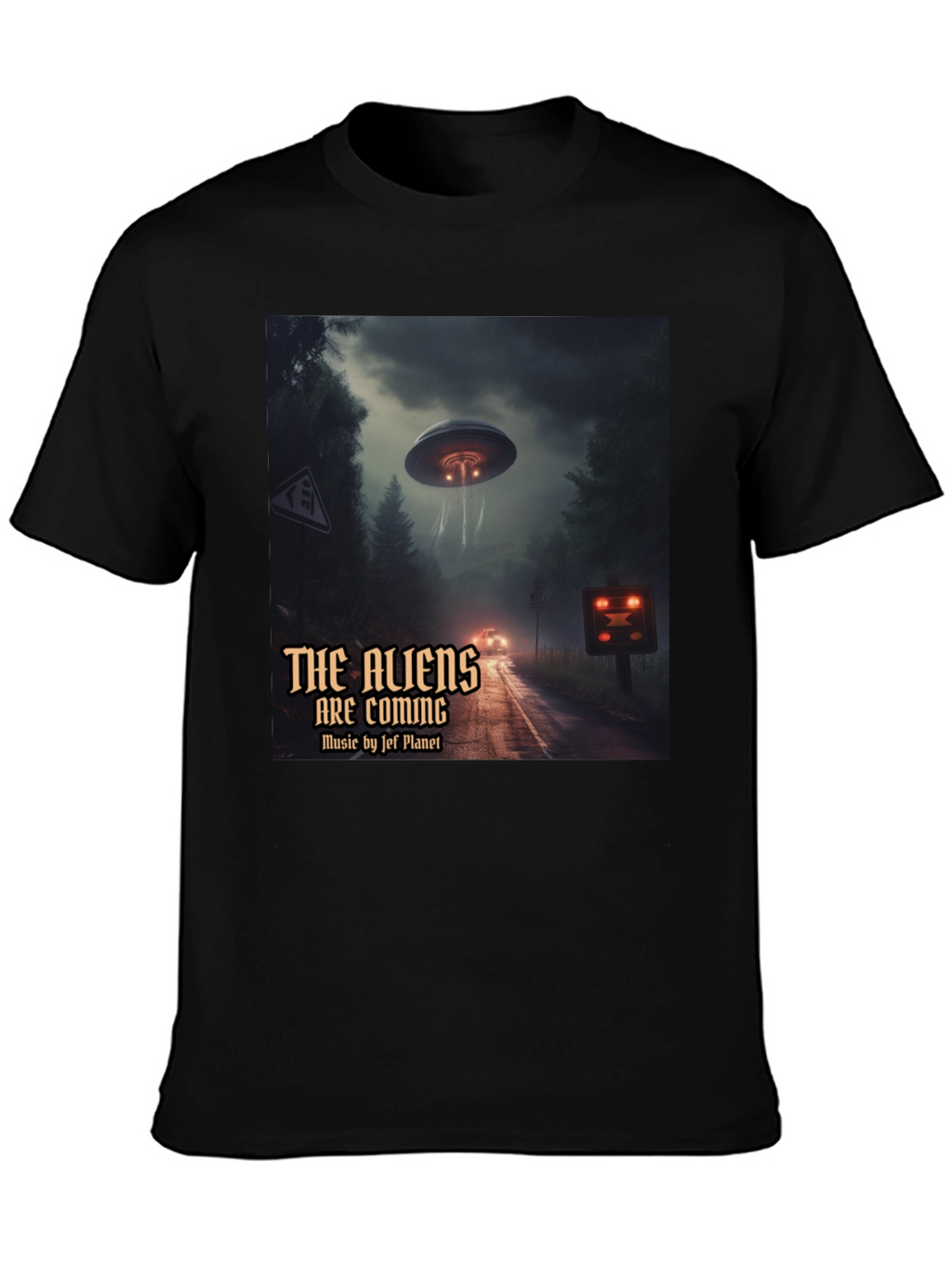 The Aliens Are Coming Black Graphic T-Shirt