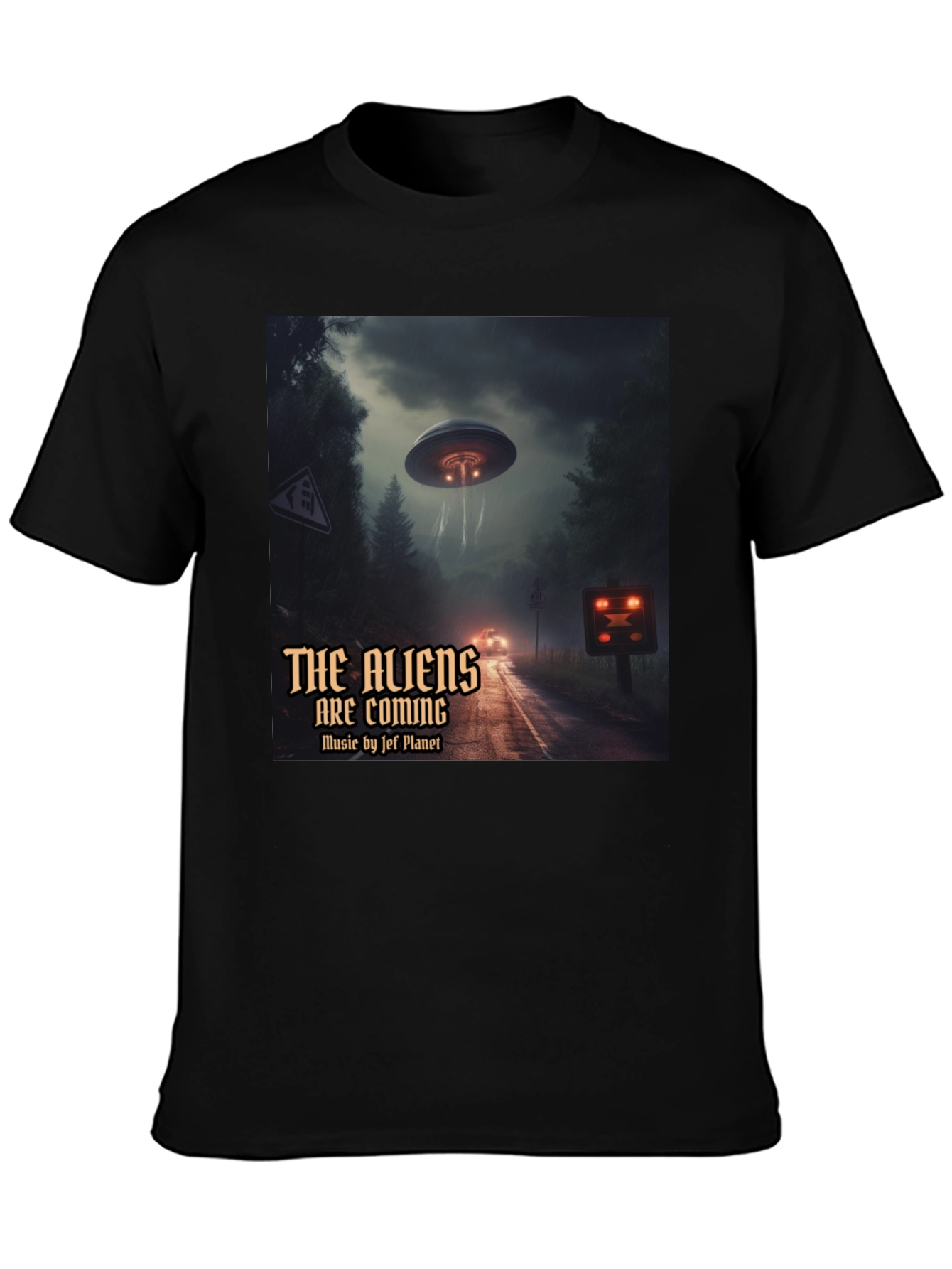 The Aliens Are Coming Black Graphic T-Shirt