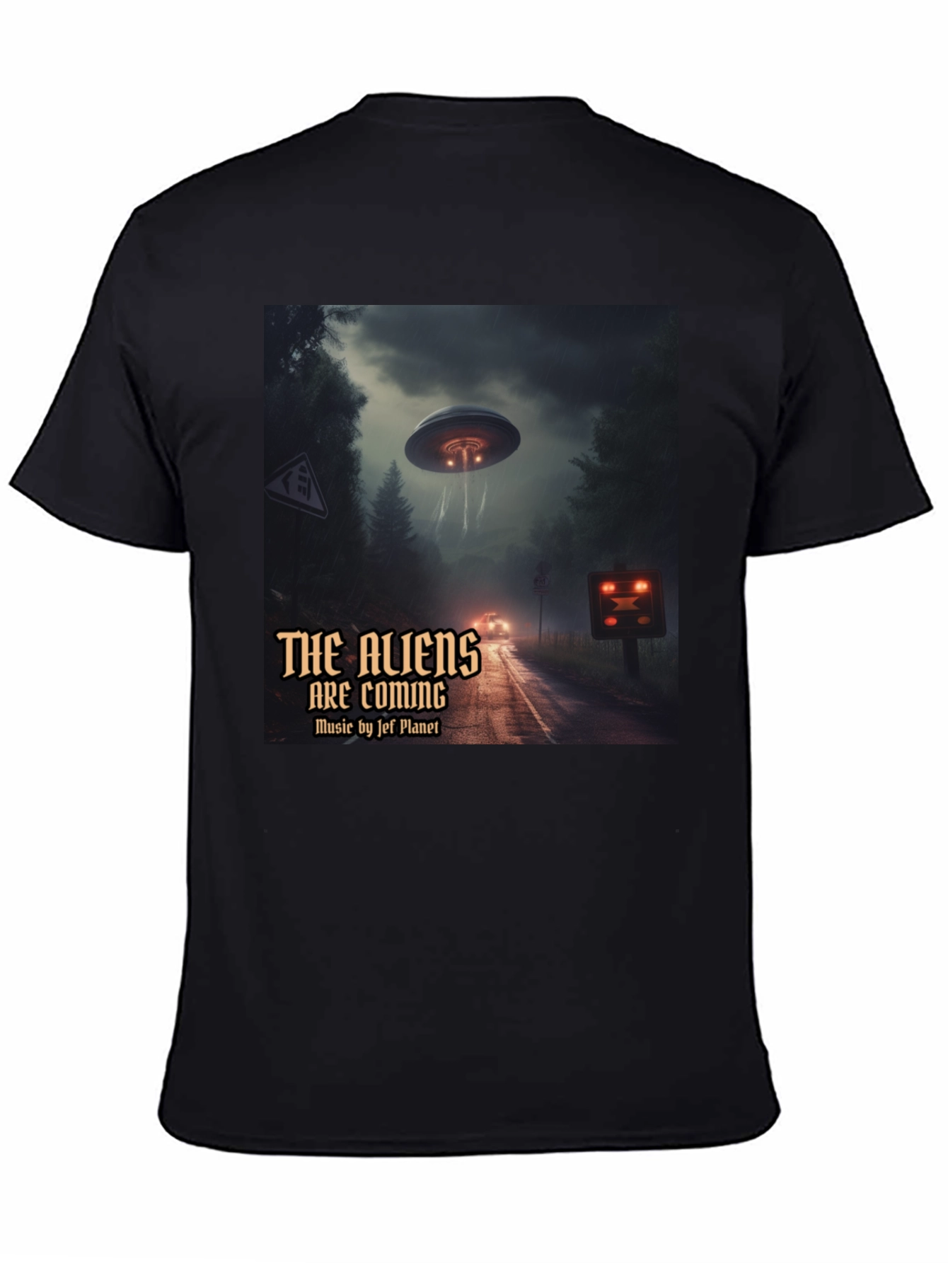 The Aliens Are Coming Black Graphic T-Shirt