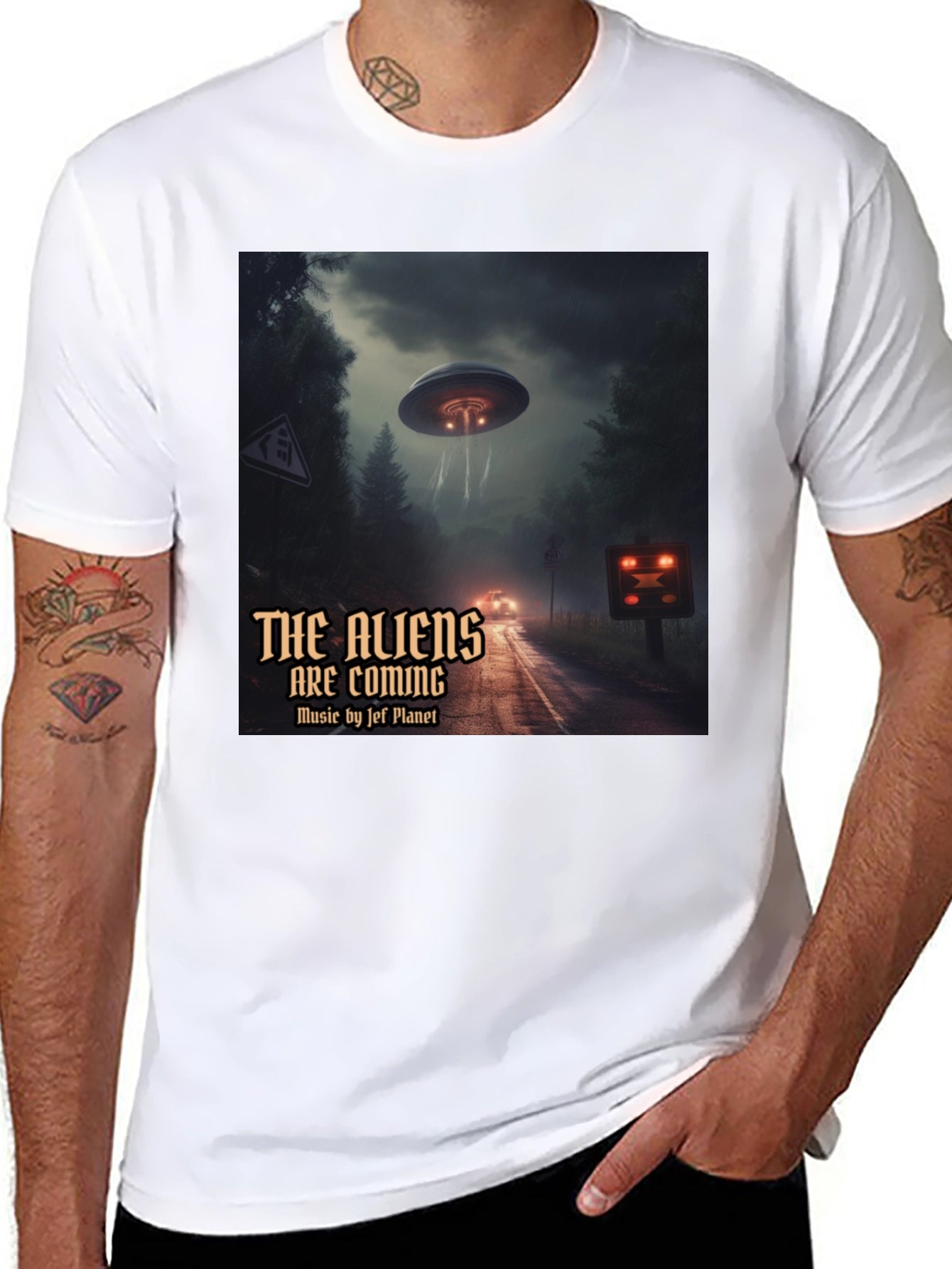 The Aliens Are Coming Black Graphic T-Shirt