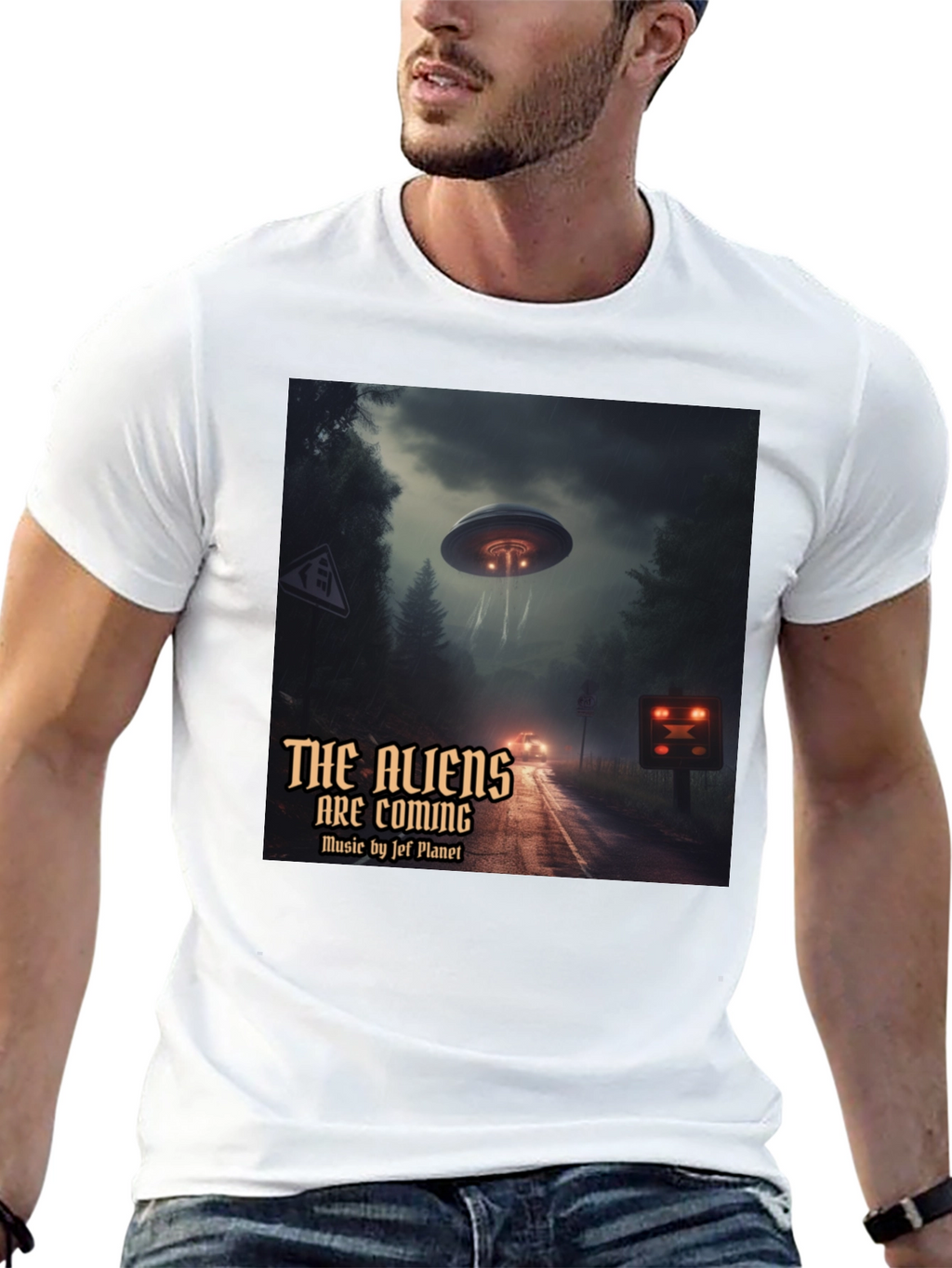 The Aliens Are Coming Black Graphic T-Shirt