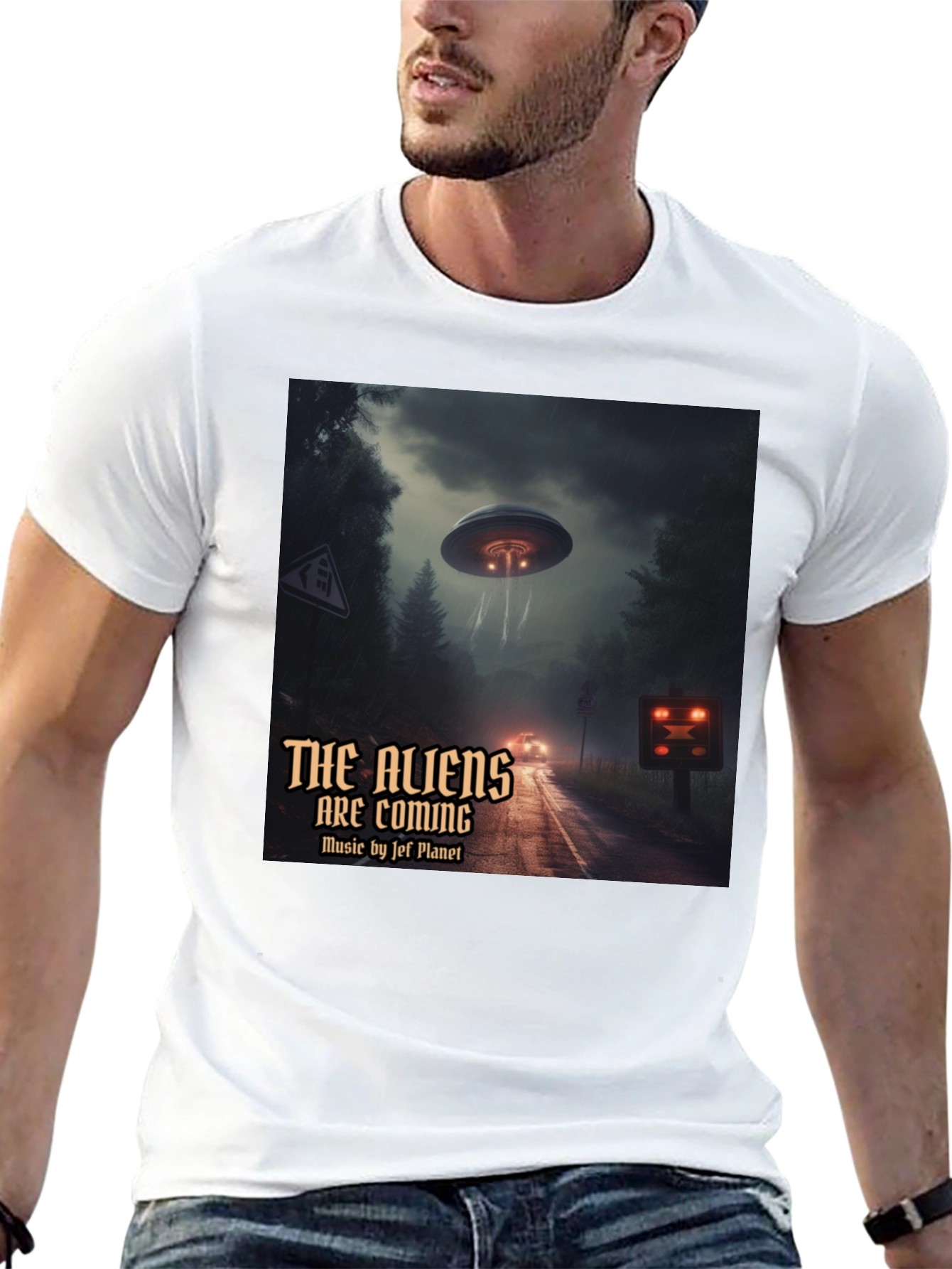The Aliens Are Coming Black Graphic T-Shirt
