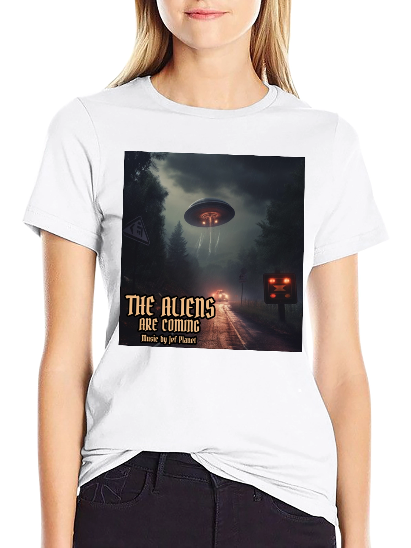 The Aliens Are Coming Black Graphic T-Shirt
