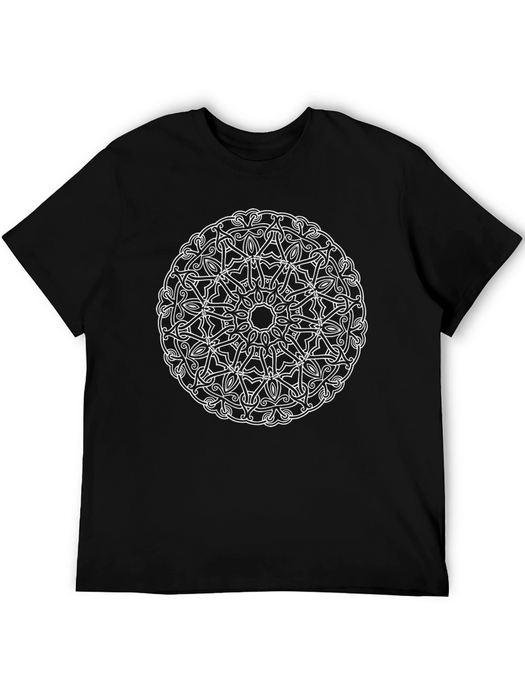 Geometric Mandala Graphic Tee - Black