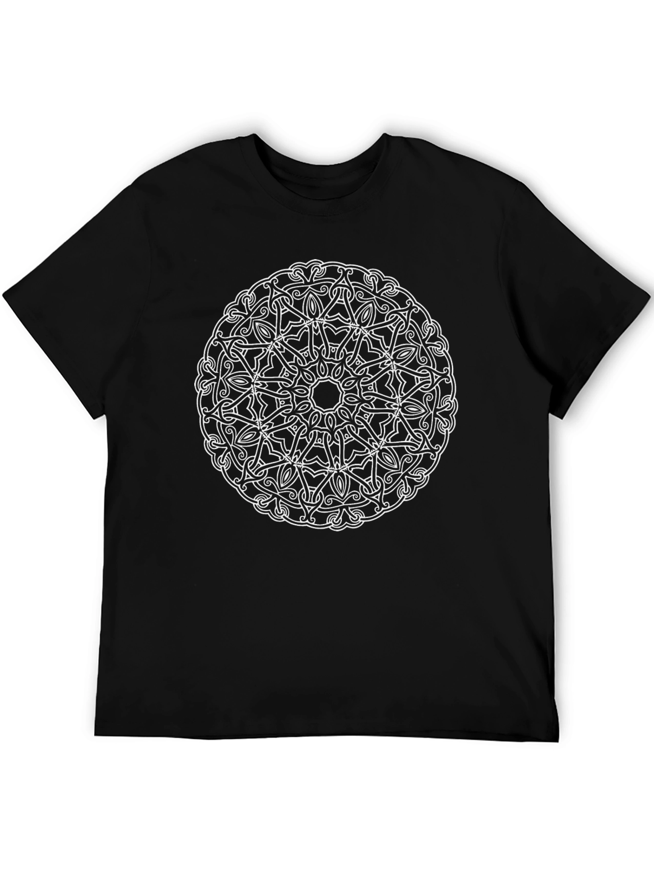 Geometric Mandala Graphic Tee - Black