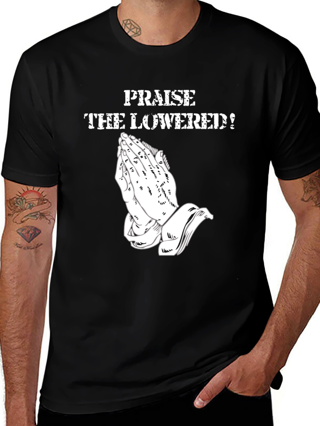 Praise the Lowered! Graphic Tee - Black Cotton Comfort