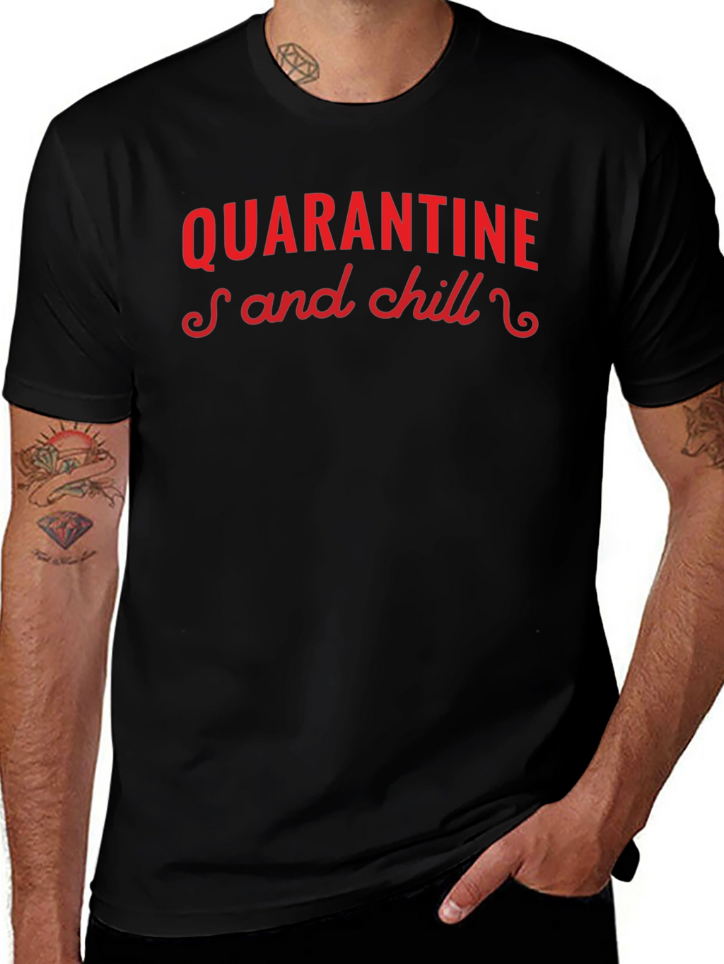 Quarantine and Chill Black Graphic Tee