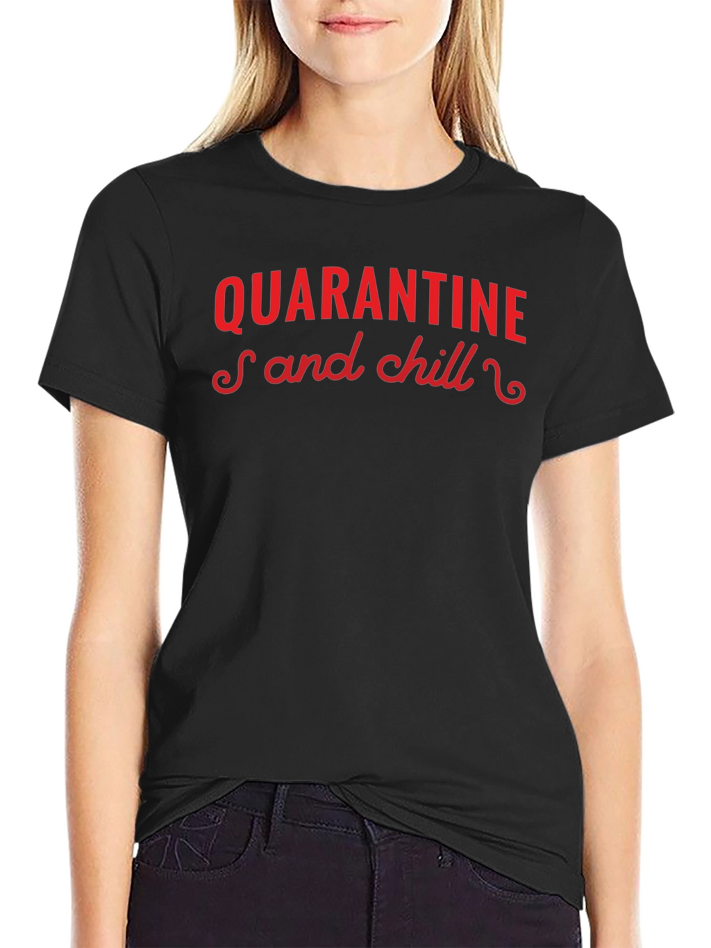 Quarantine and Chill Black Graphic Tee
