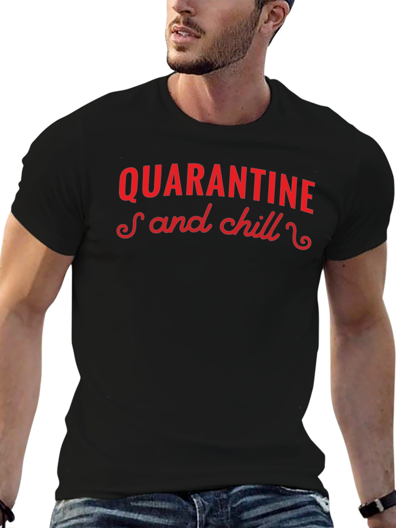 Quarantine and Chill Black Graphic Tee