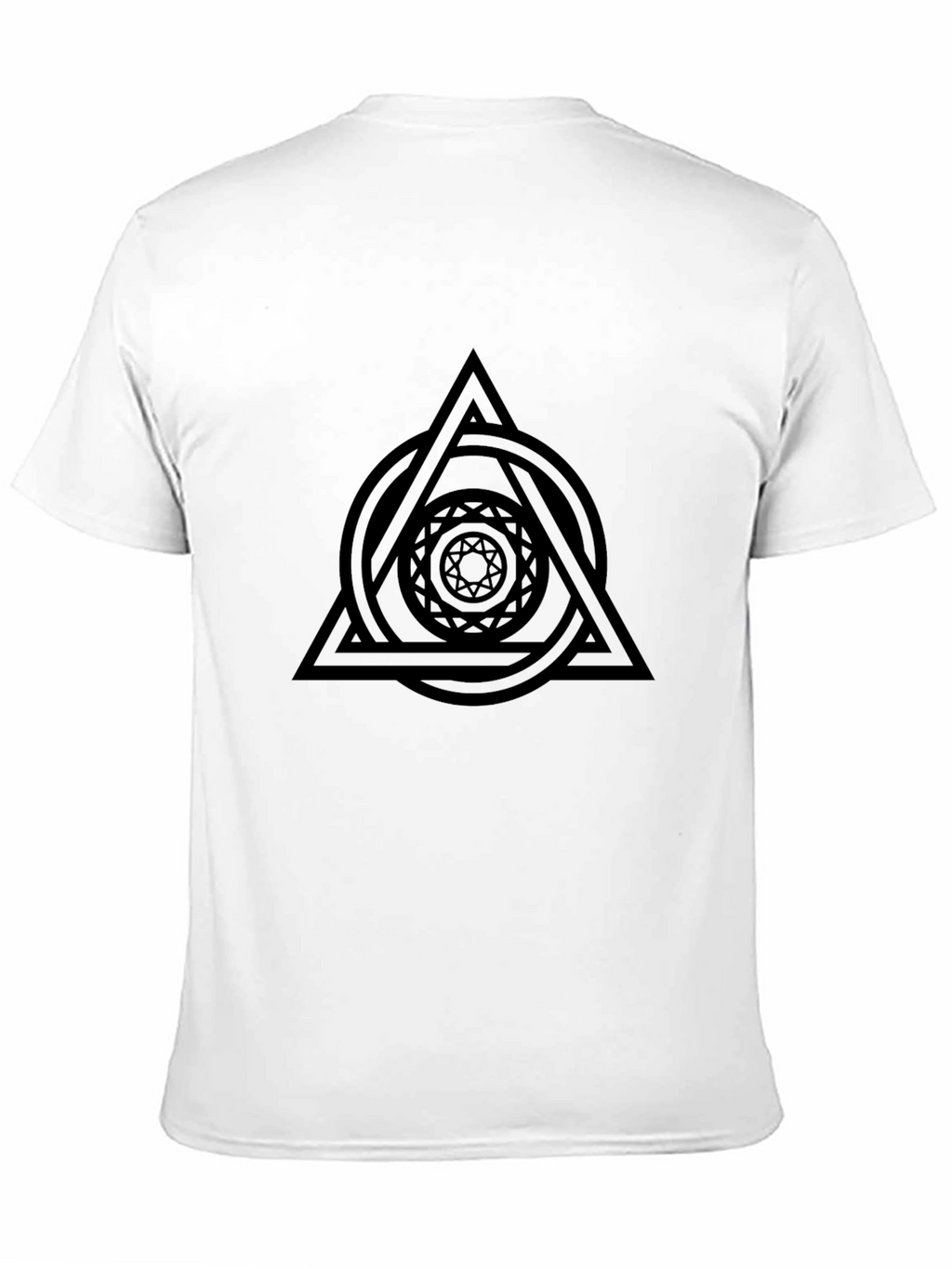 Geometric Circle Triangle Graphic Black T-Shirt