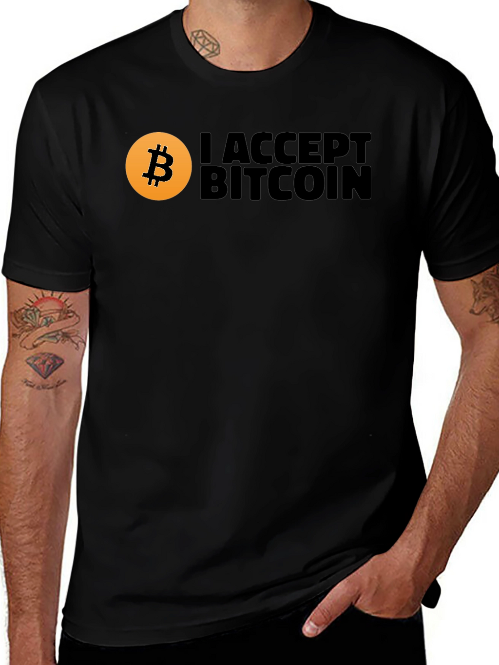 I Accept Bitcoin Black Graphic Tee