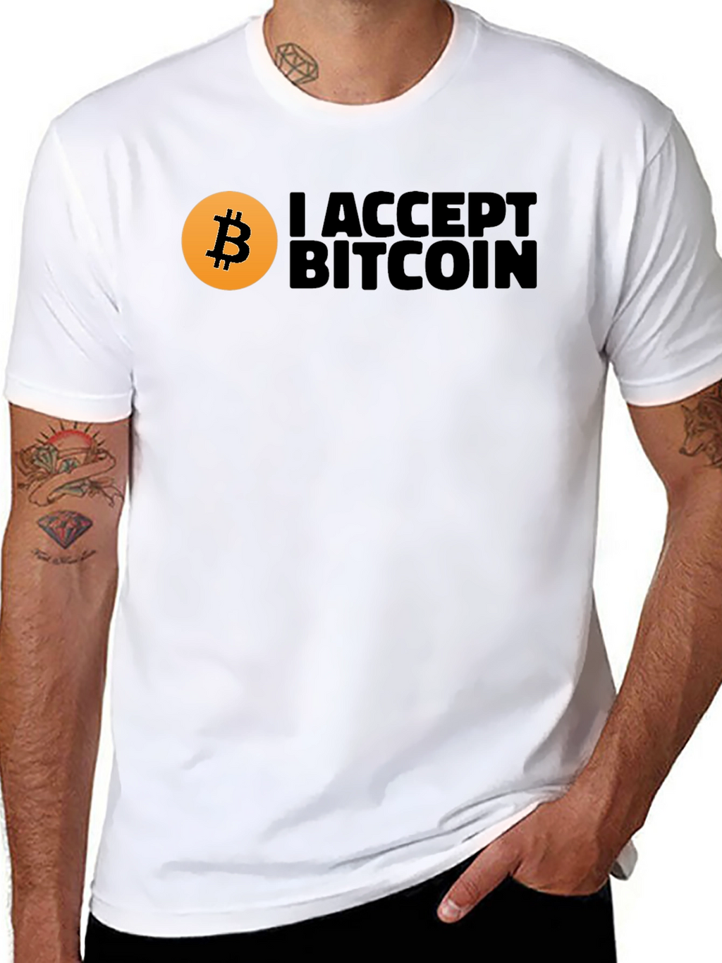 I Accept Bitcoin Black Graphic Tee