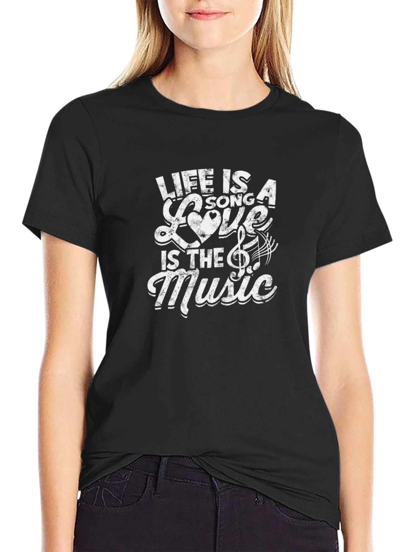 Life is a Song Graphic Tee - Black Casual T-Shirt
