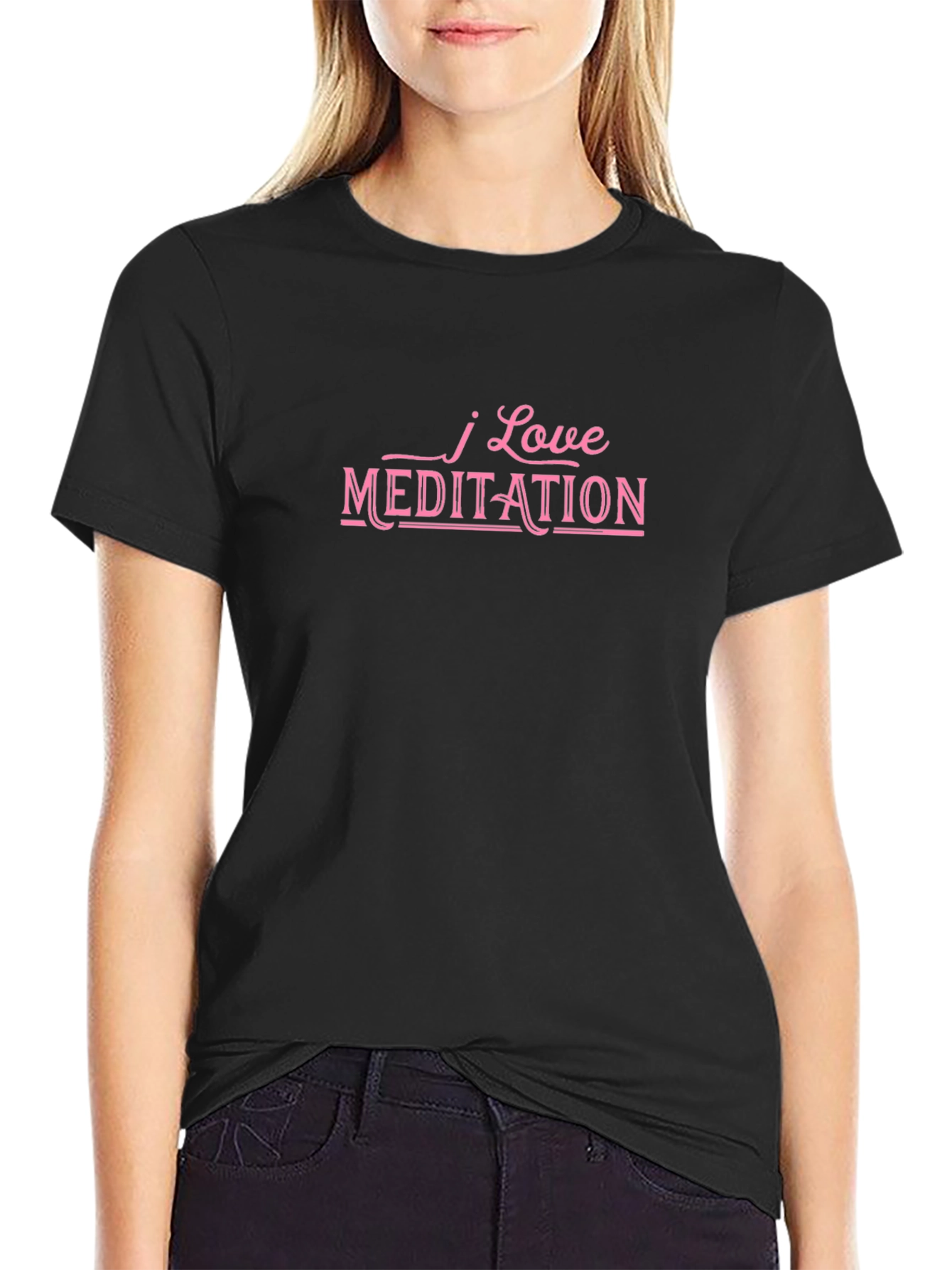 I Love Meditation Black T-Shirt