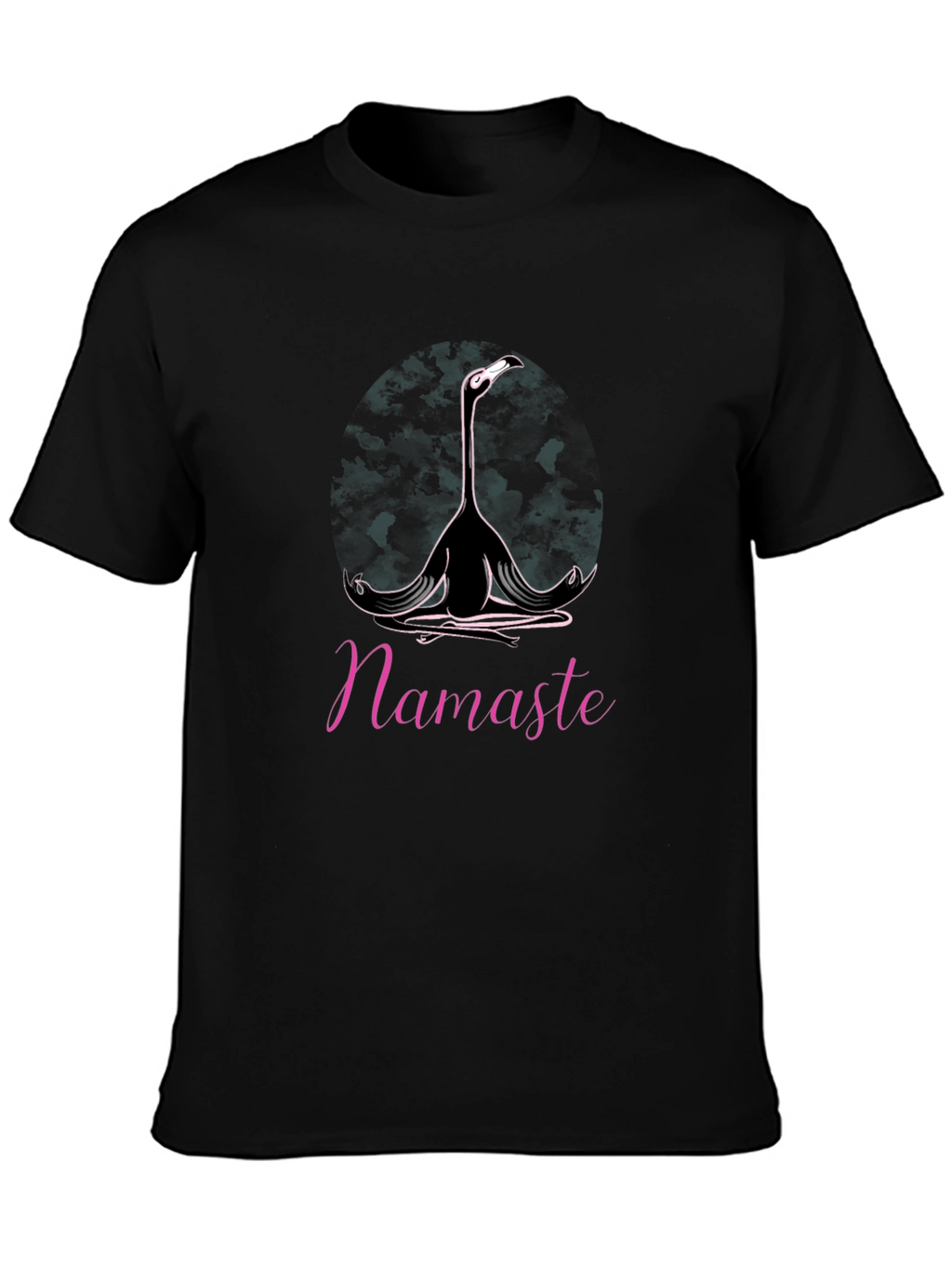 Namaste Yoga Flamingo Black T-Shirt