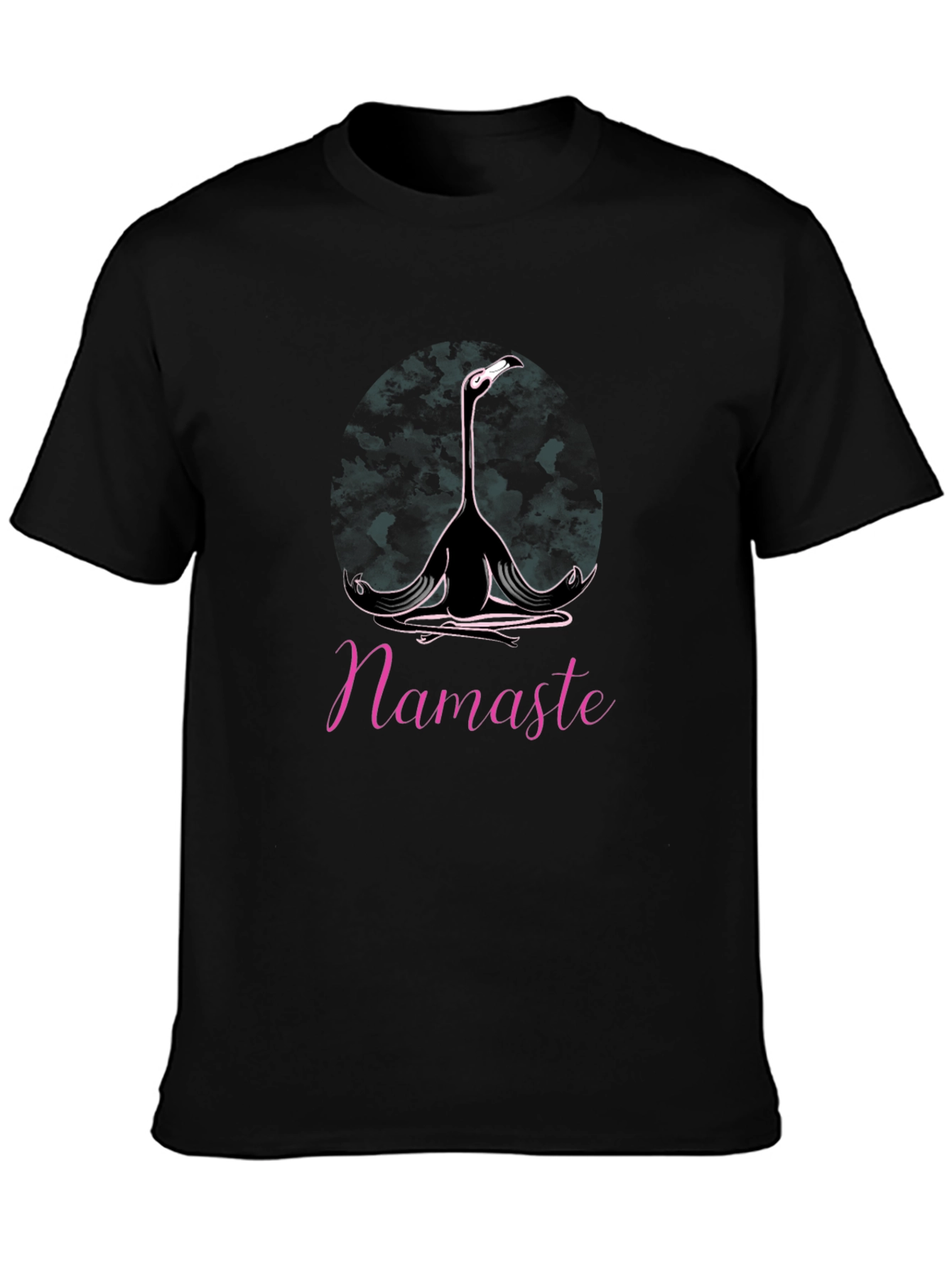 Namaste Yoga Flamingo Black T-Shirt