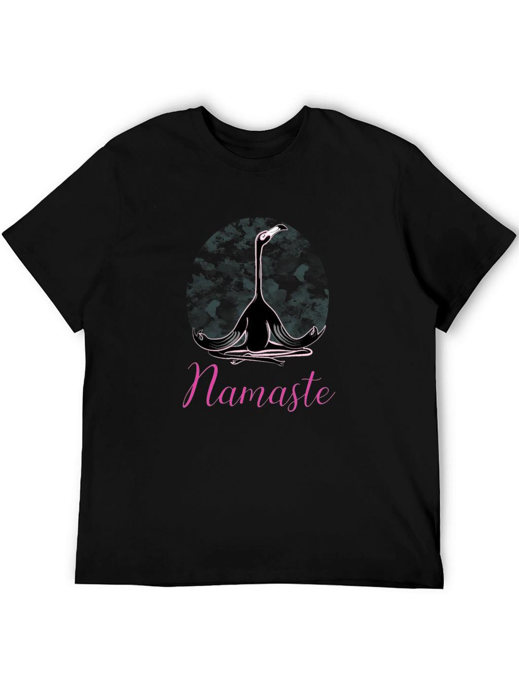Namaste Yoga Flamingo Black T-Shirt