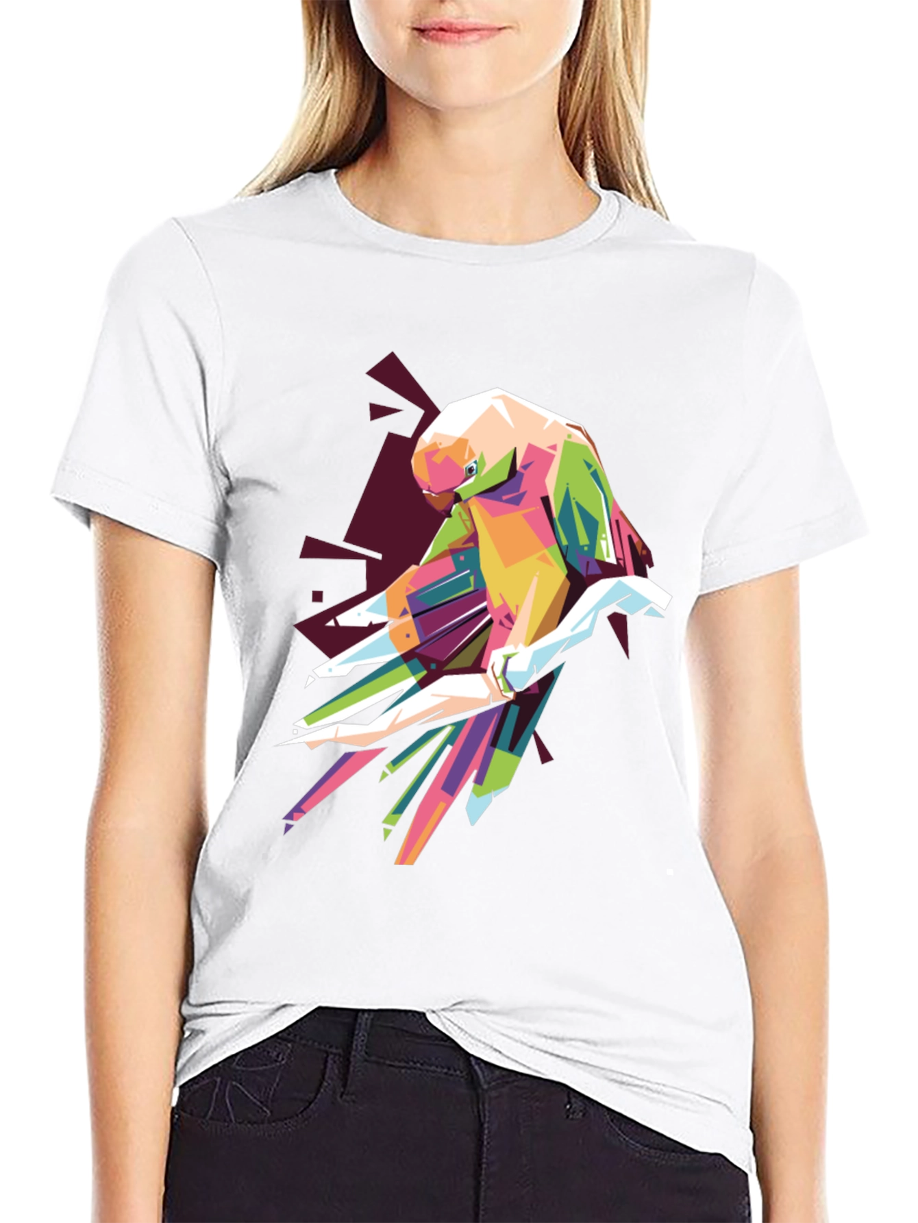 Geometric Parrot Graphic T-Shirt
