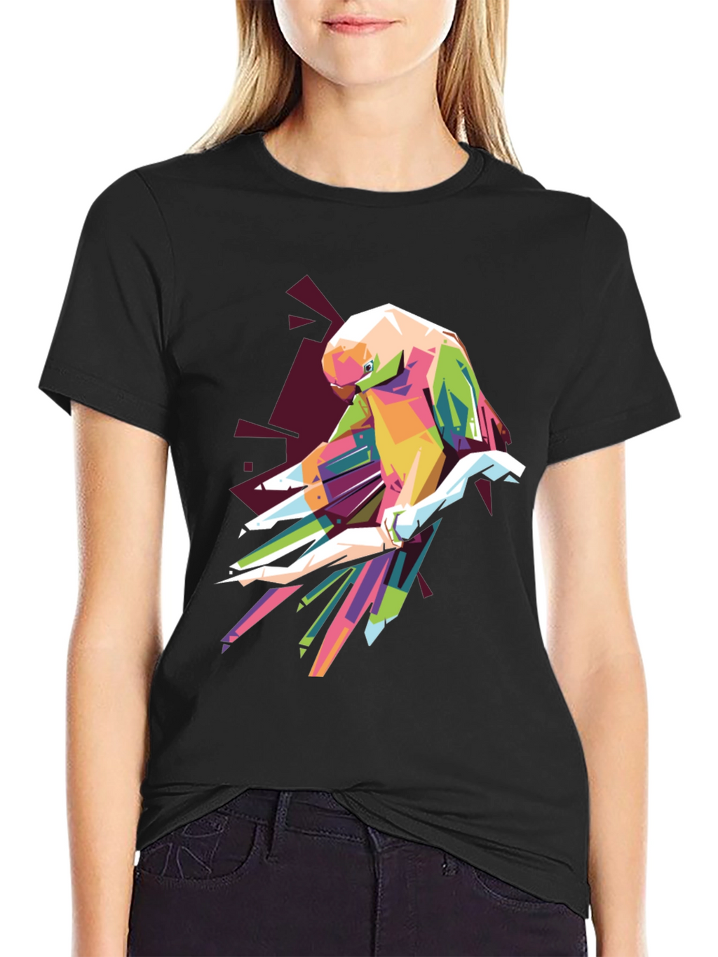Geometric Parrot Graphic T-Shirt