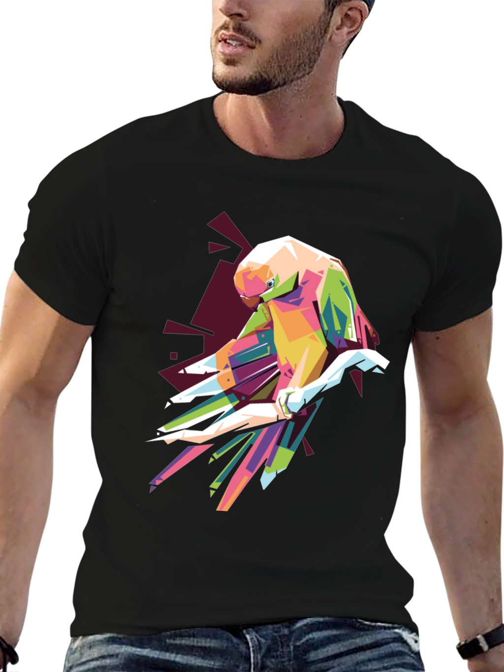 Geometric Parrot Graphic T-Shirt