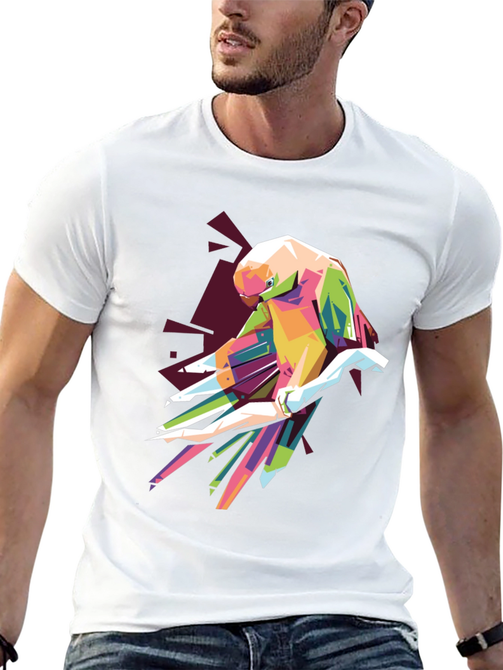 Geometric Parrot Graphic T-Shirt