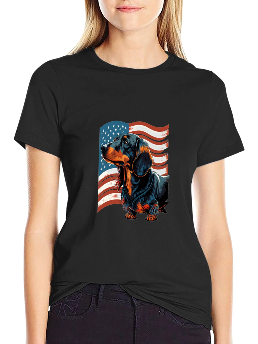 Patriotic Dachshund USA Flag Mens T-Shirt