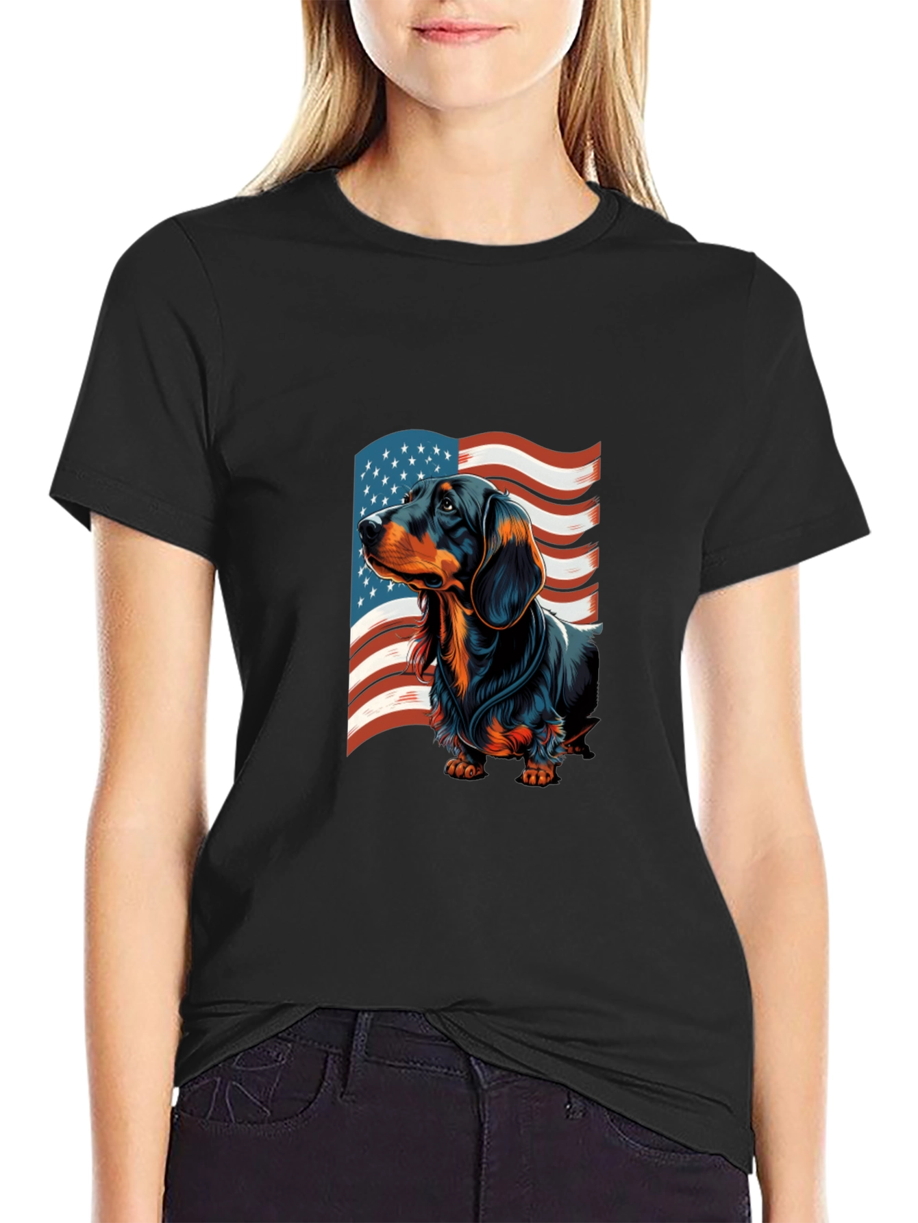Patriotic Dachshund USA Flag Mens T-Shirt
