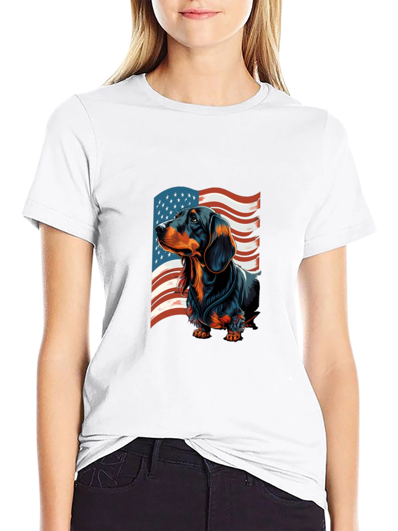 Patriotic Dachshund USA Flag Mens T-Shirt