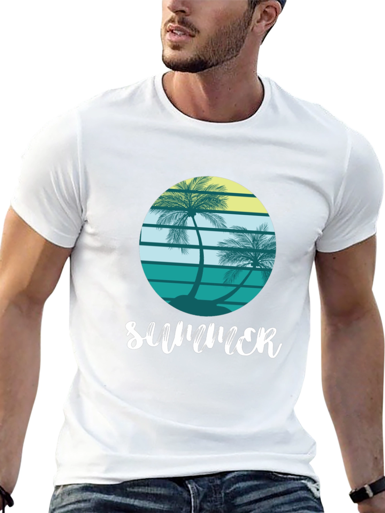Summer Palm Tree Graphic Tee - Coastal Vibes