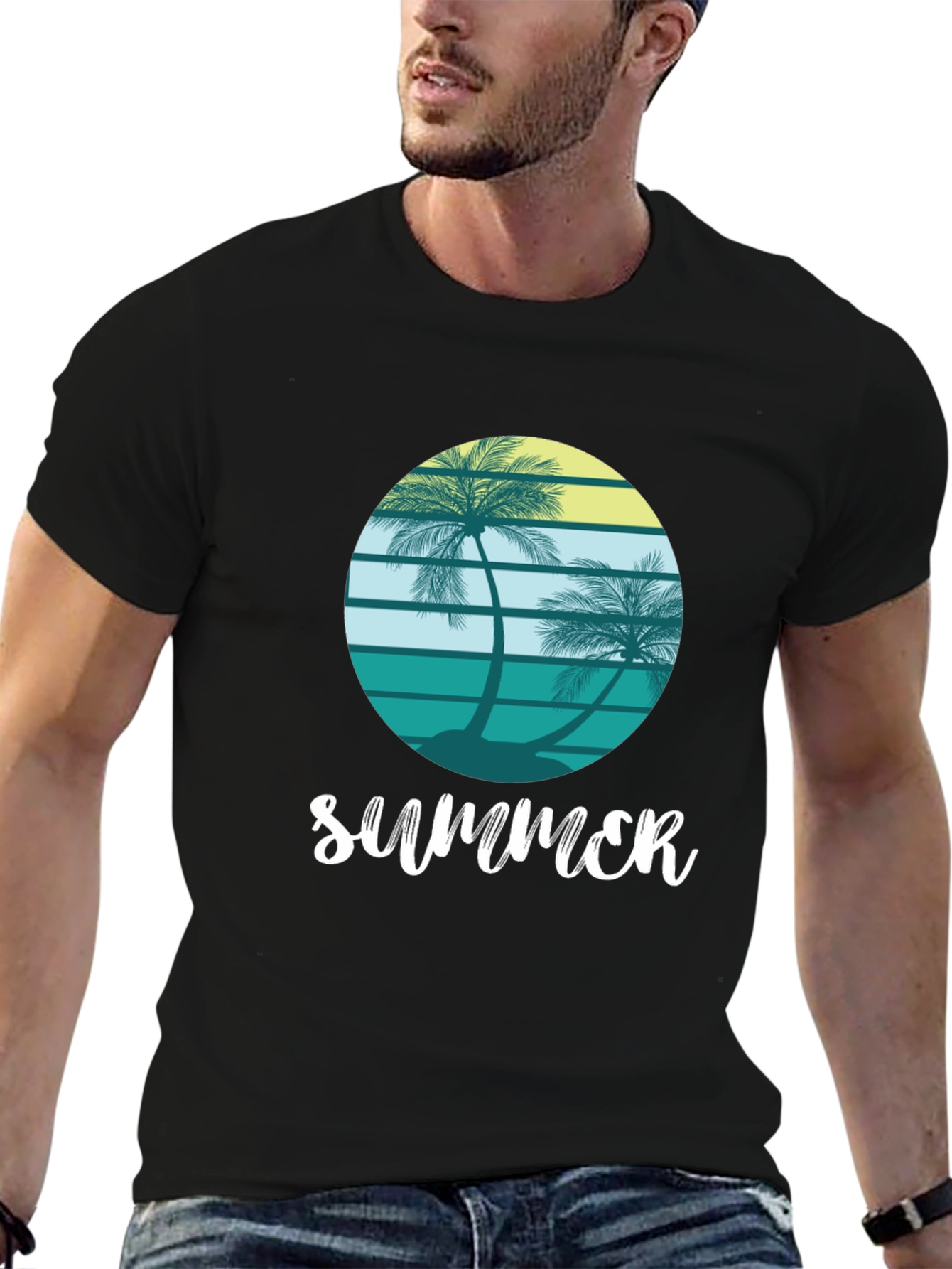 Summer Palm Tree Graphic Tee - Coastal Vibes