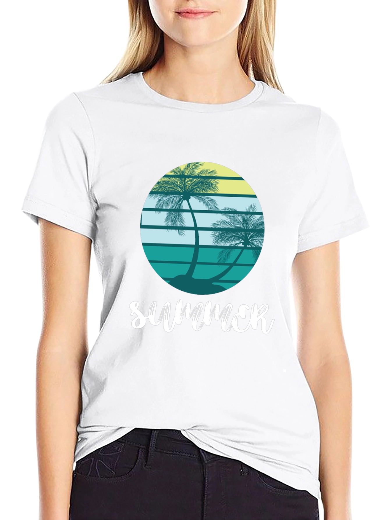 Summer Palm Tree Graphic Tee - Coastal Vibes