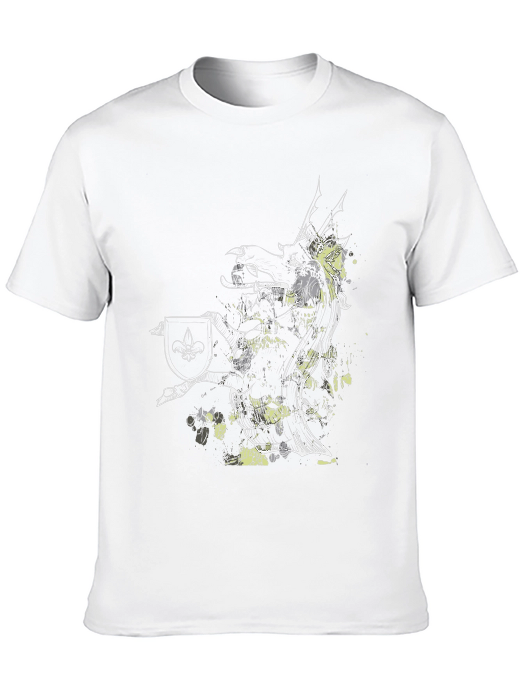 Griffin Shield Black T-Shirt - Fantasy Art