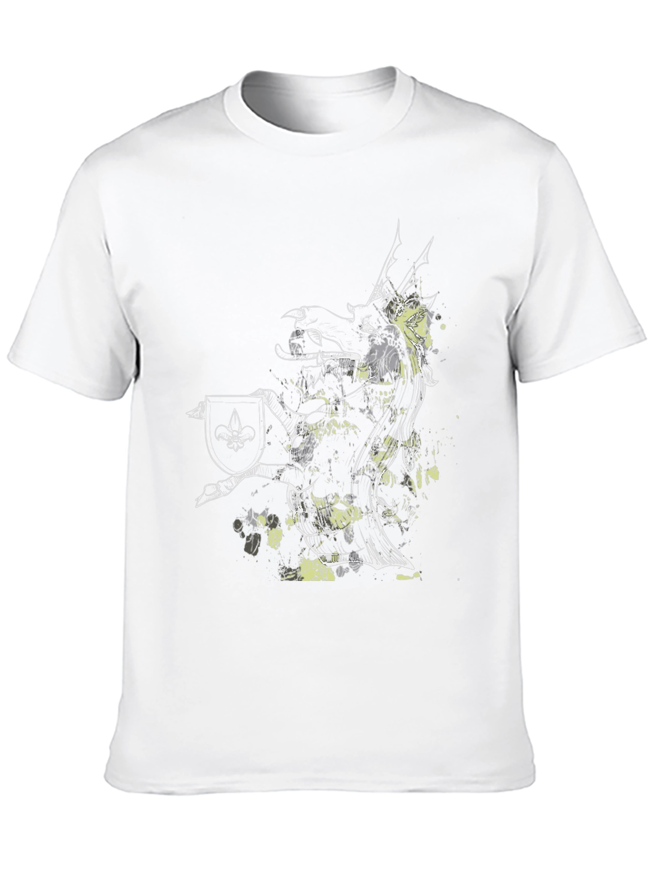 Griffin Shield Black T-Shirt - Fantasy Art
