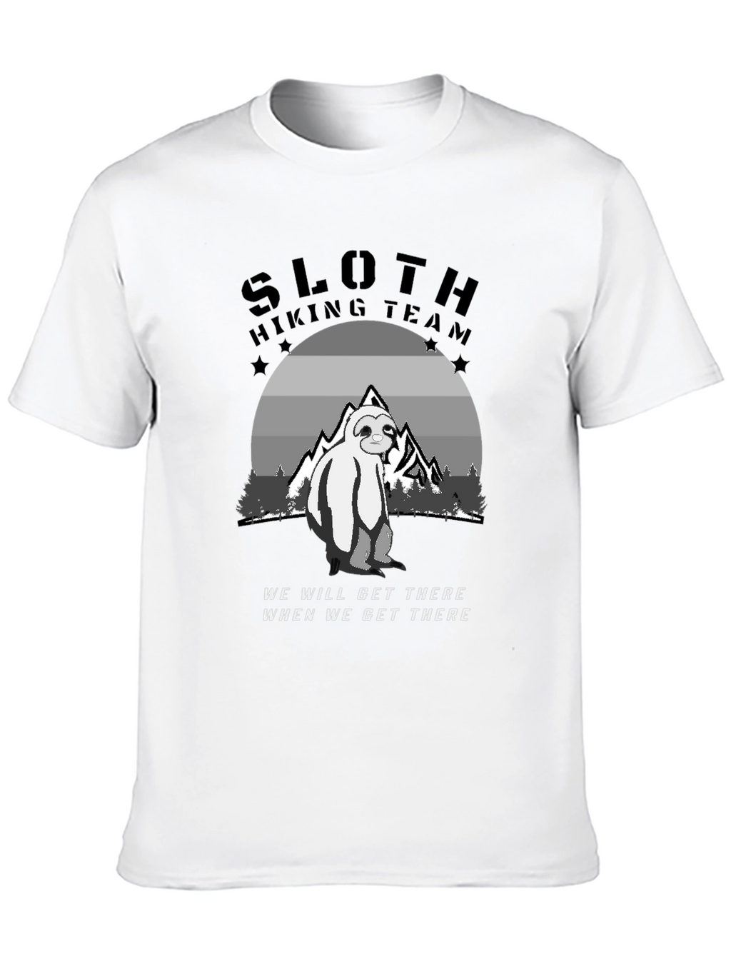 Sloth Hiking Team Black T-Shirt - Adventure Ready!