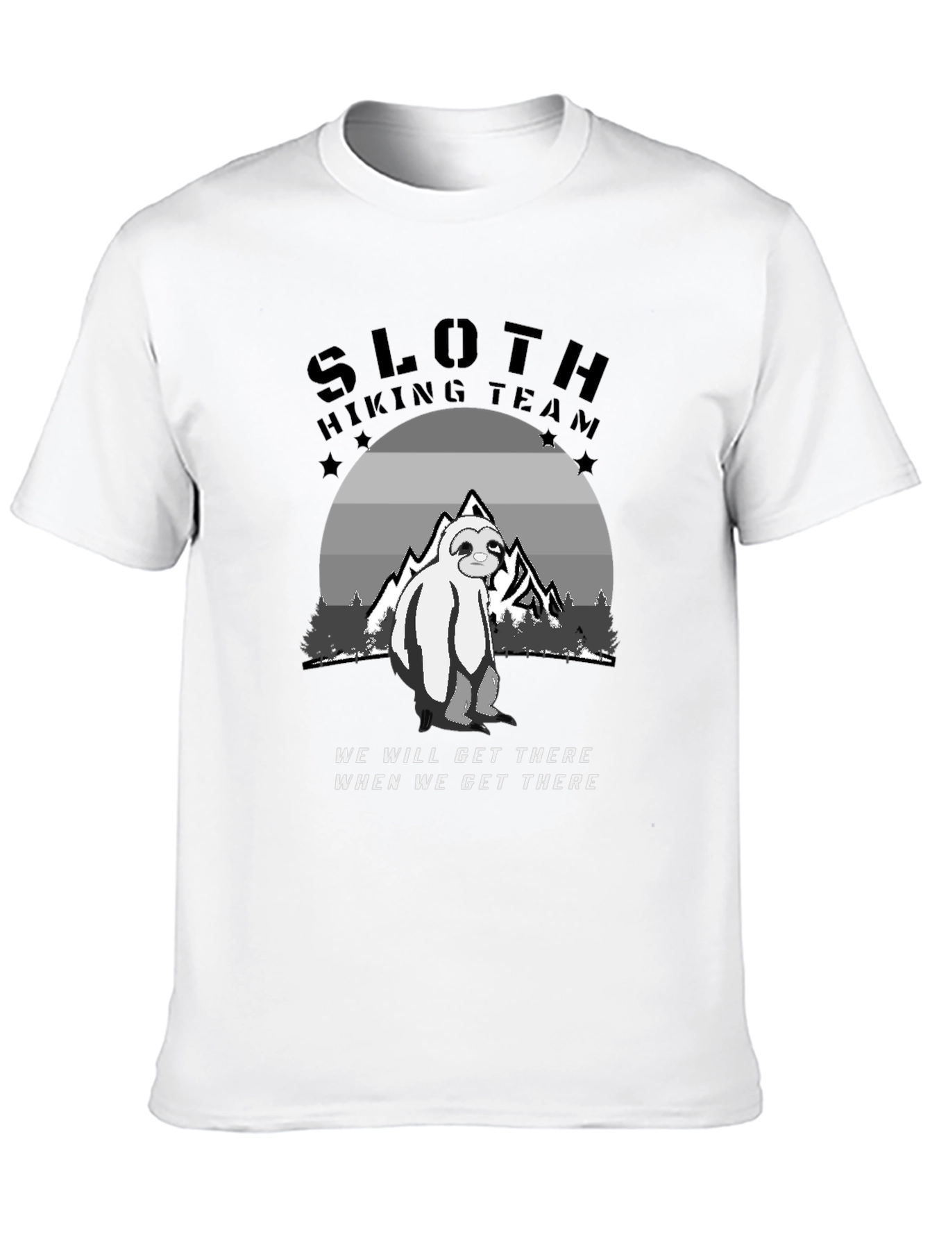 Sloth Hiking Team Black T-Shirt - Adventure Ready!